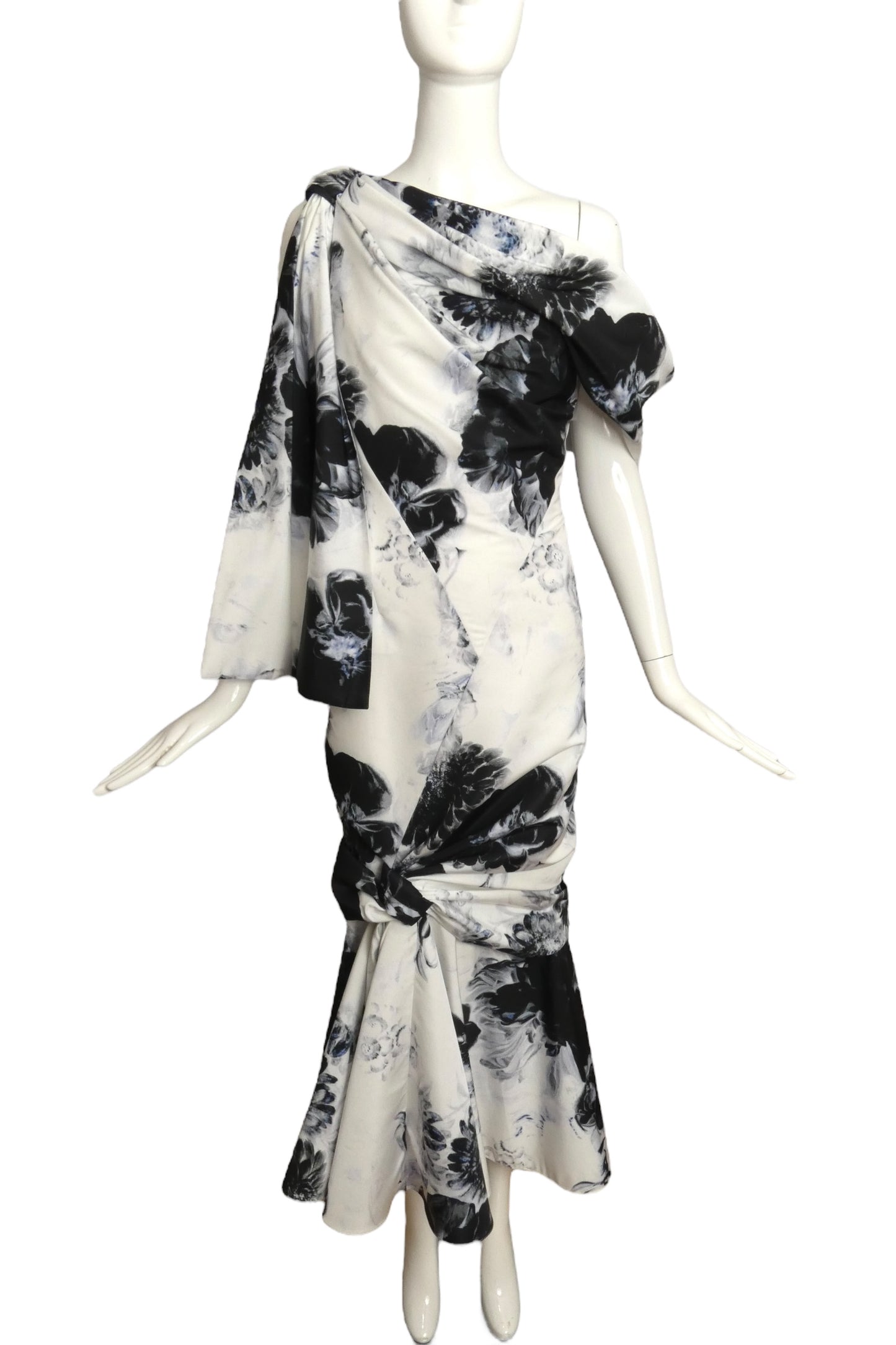 ALEXANDER MCQUEEN- 2024 Chiaroscuro Print Taffeta Dress, Size 8
