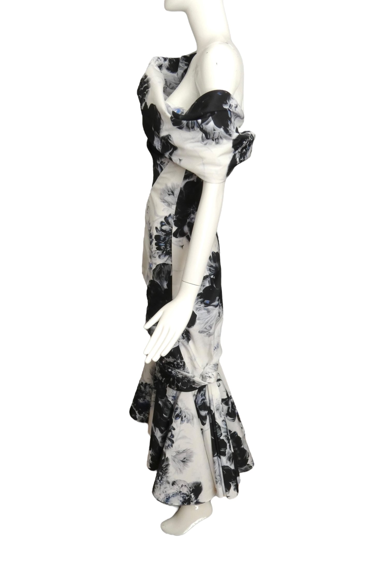ALEXANDER MCQUEEN- 2024 Chiaroscuro Print Taffeta Dress, Size 8