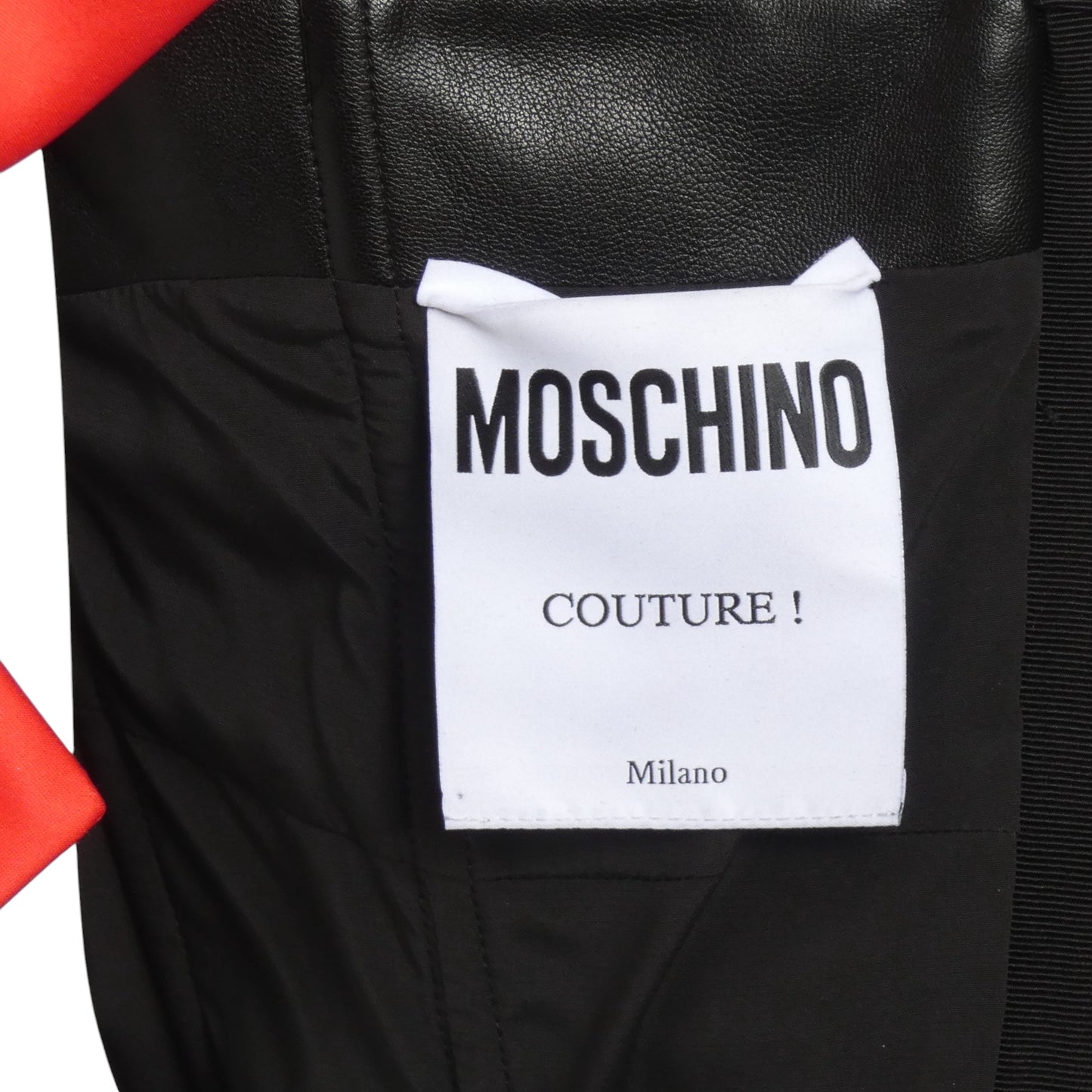 MOSCHINO COUTURE- 2021 Black Leather Moto Dress, Size 6