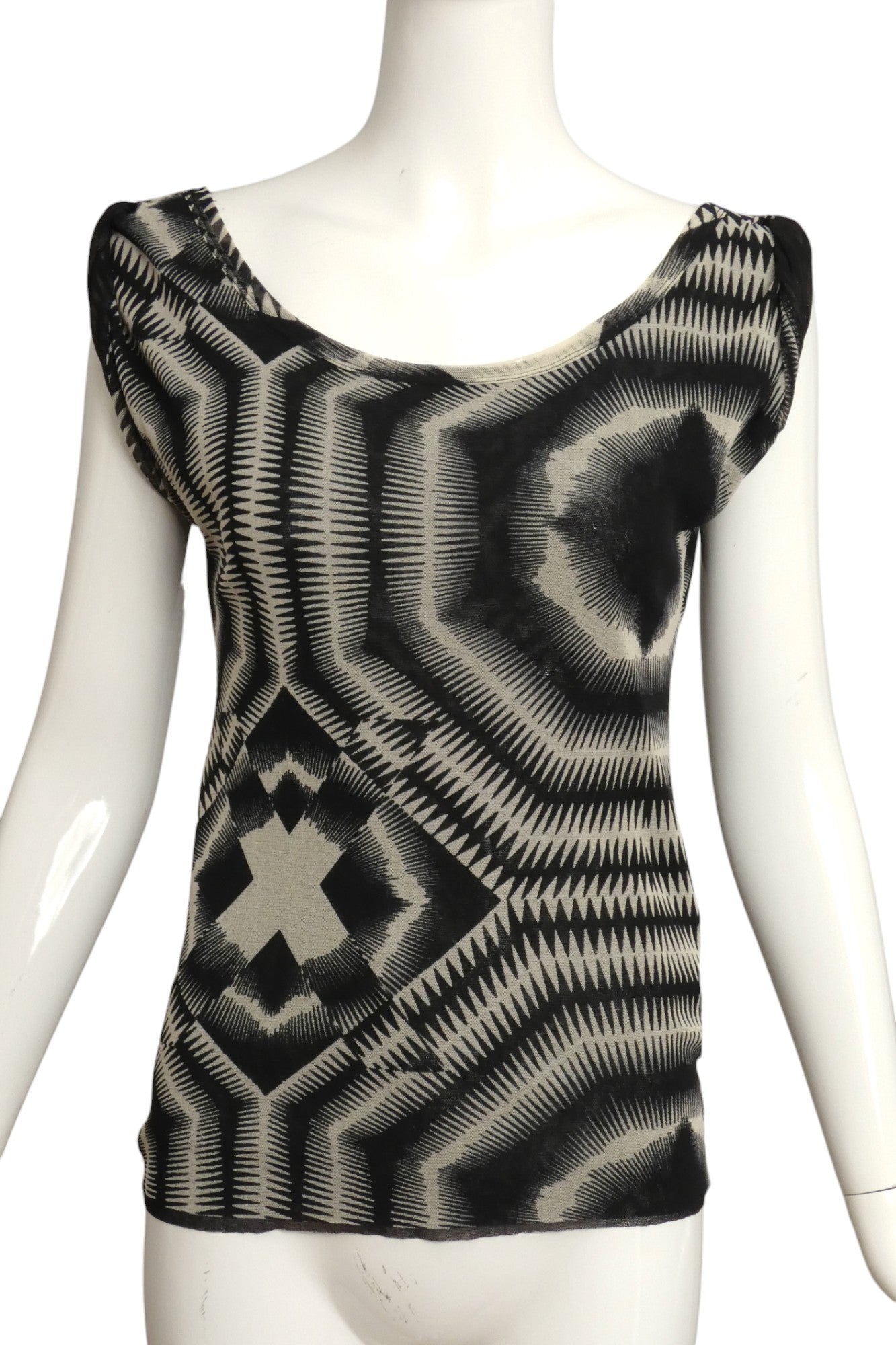 JEAN PAUL GAULTIER- Print Nylon Tank Blouse, Size Mediium