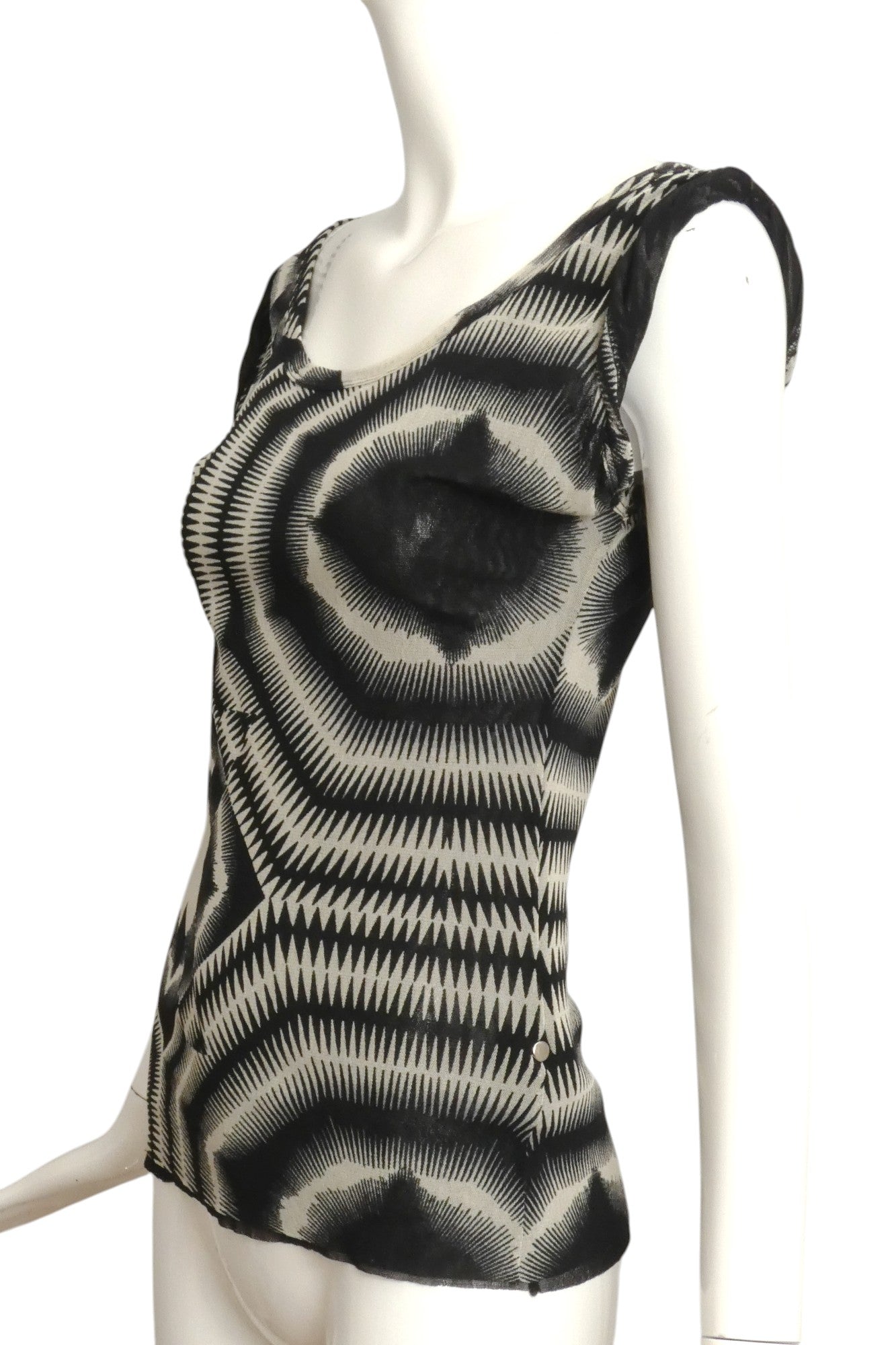 JEAN PAUL GAULTIER- Print Nylon Tank Blouse, Size Mediium