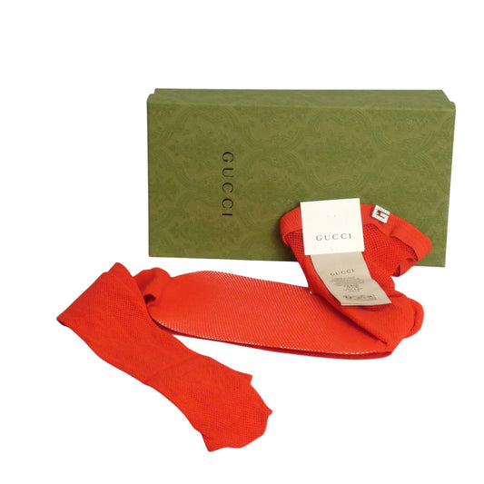GUCCI- NIB 2023 Red Fishnet Stockings, Size Medium