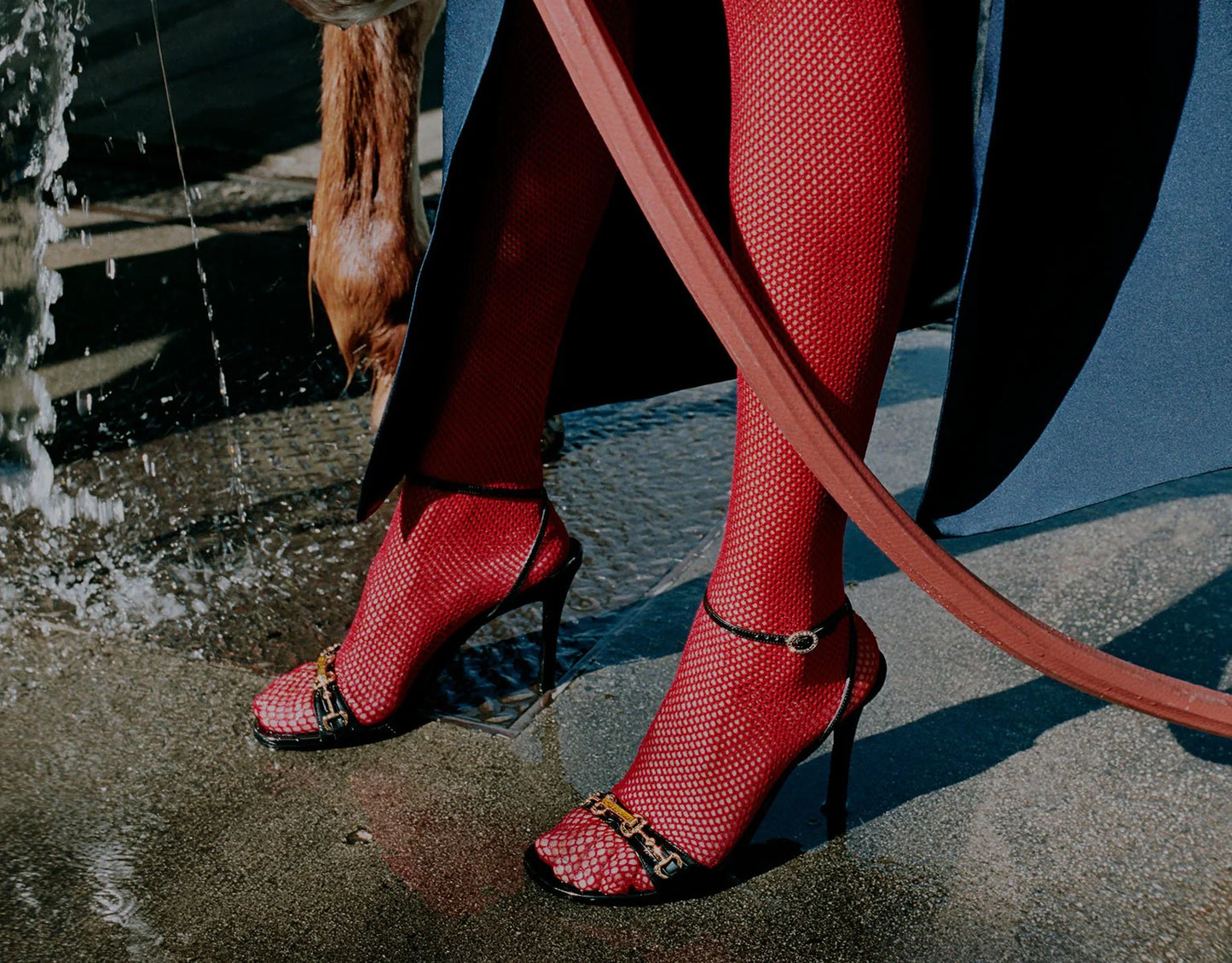 GUCCI- NIB 2023 Red Fishnet Stockings, Size Medium
