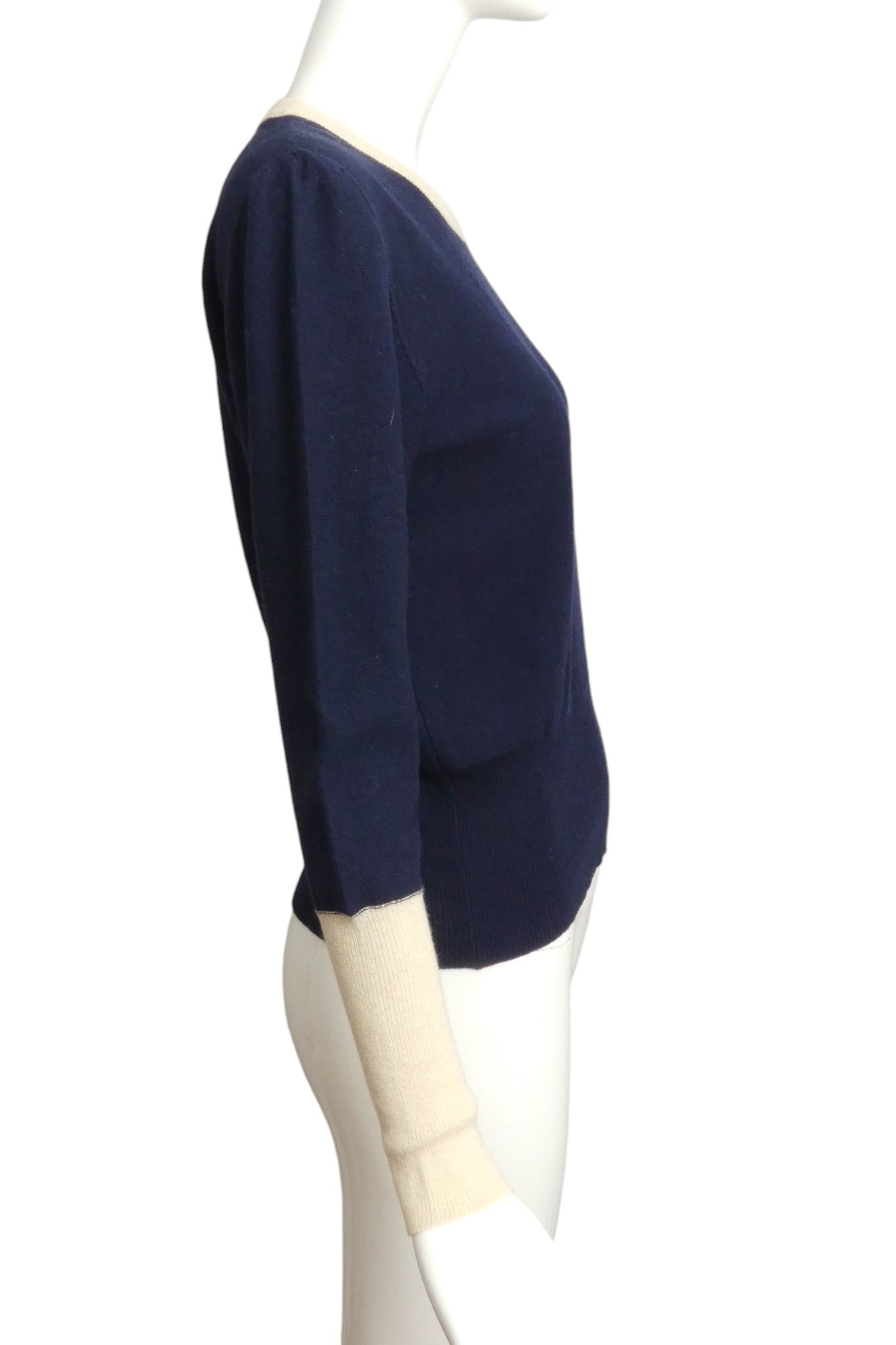 SONIA RYKIEL- 1980s Navy & Ivory Wool Sweater, Size 4
