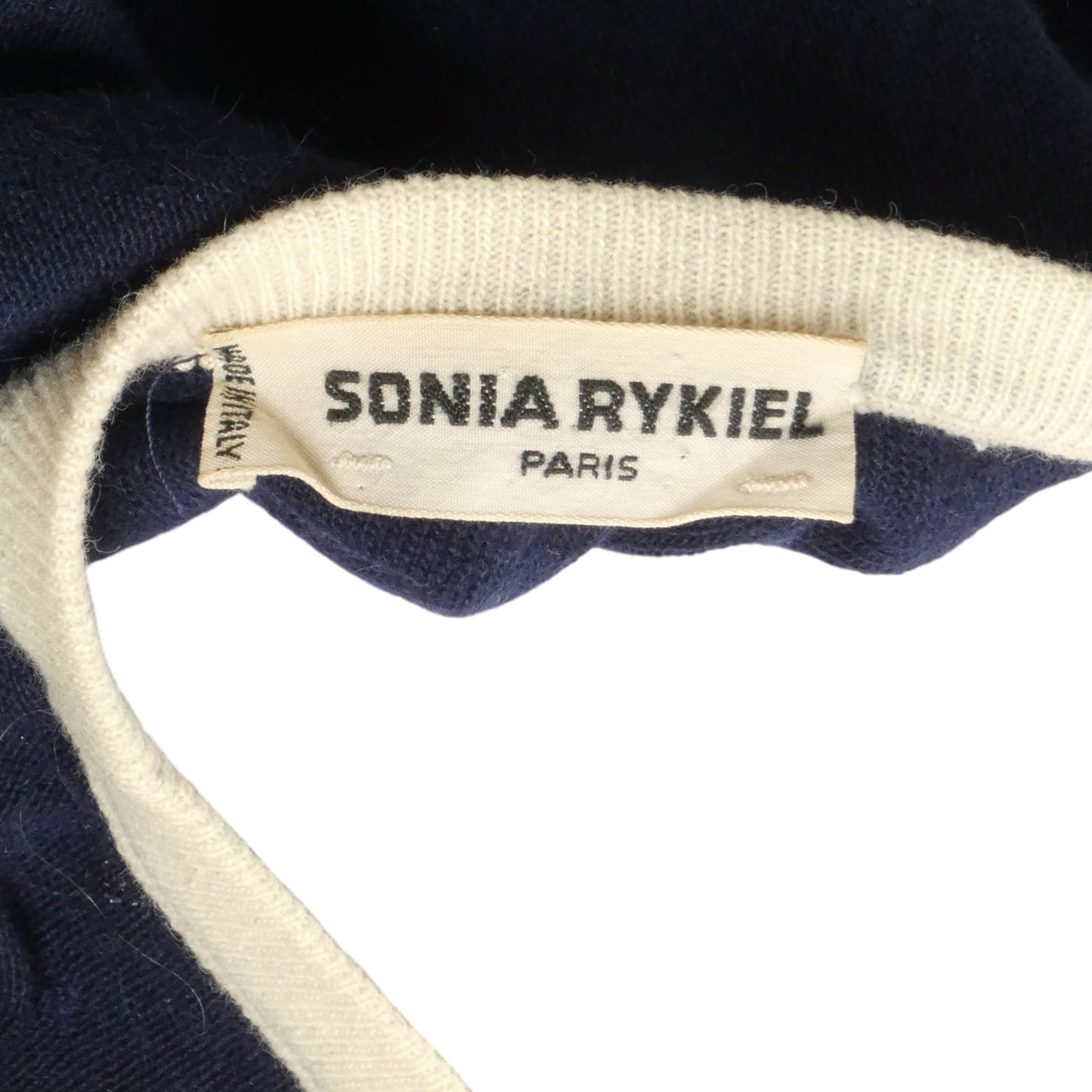 SONIA RYKIEL- 1980s Navy & Ivory Wool Sweater, Size 4