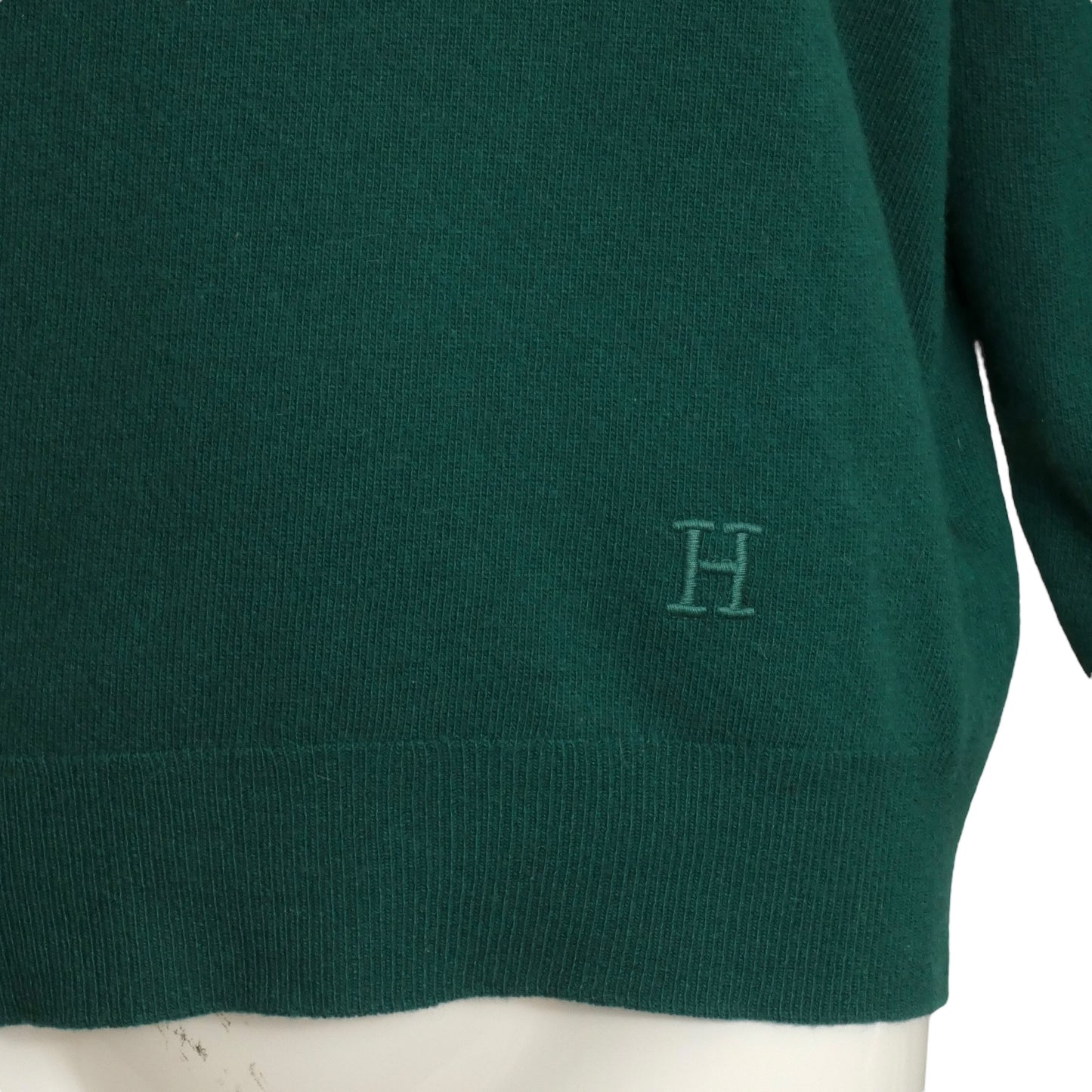 HERMES- 1970s Green Cashmere Turtleneck Sweater, Size 10