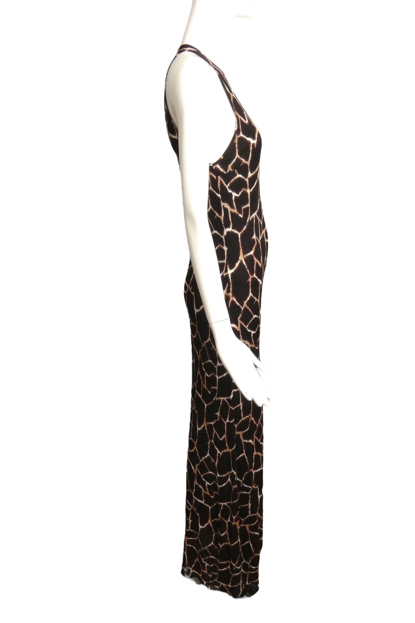 GENNY- 1980s Animal Print Knit Maxi Dress, Size 10