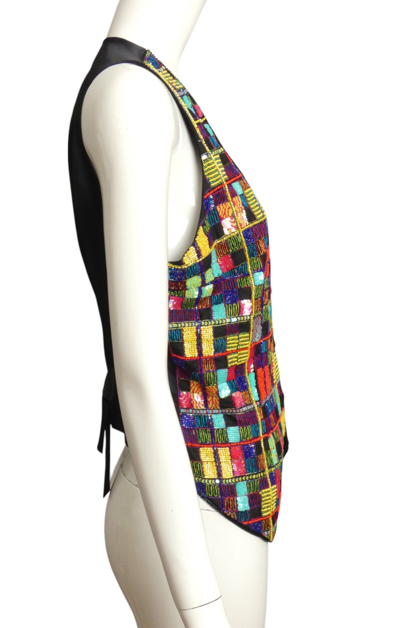 TODD OLDHAM- 1990s Sequin & Beaded Vest, Size 6