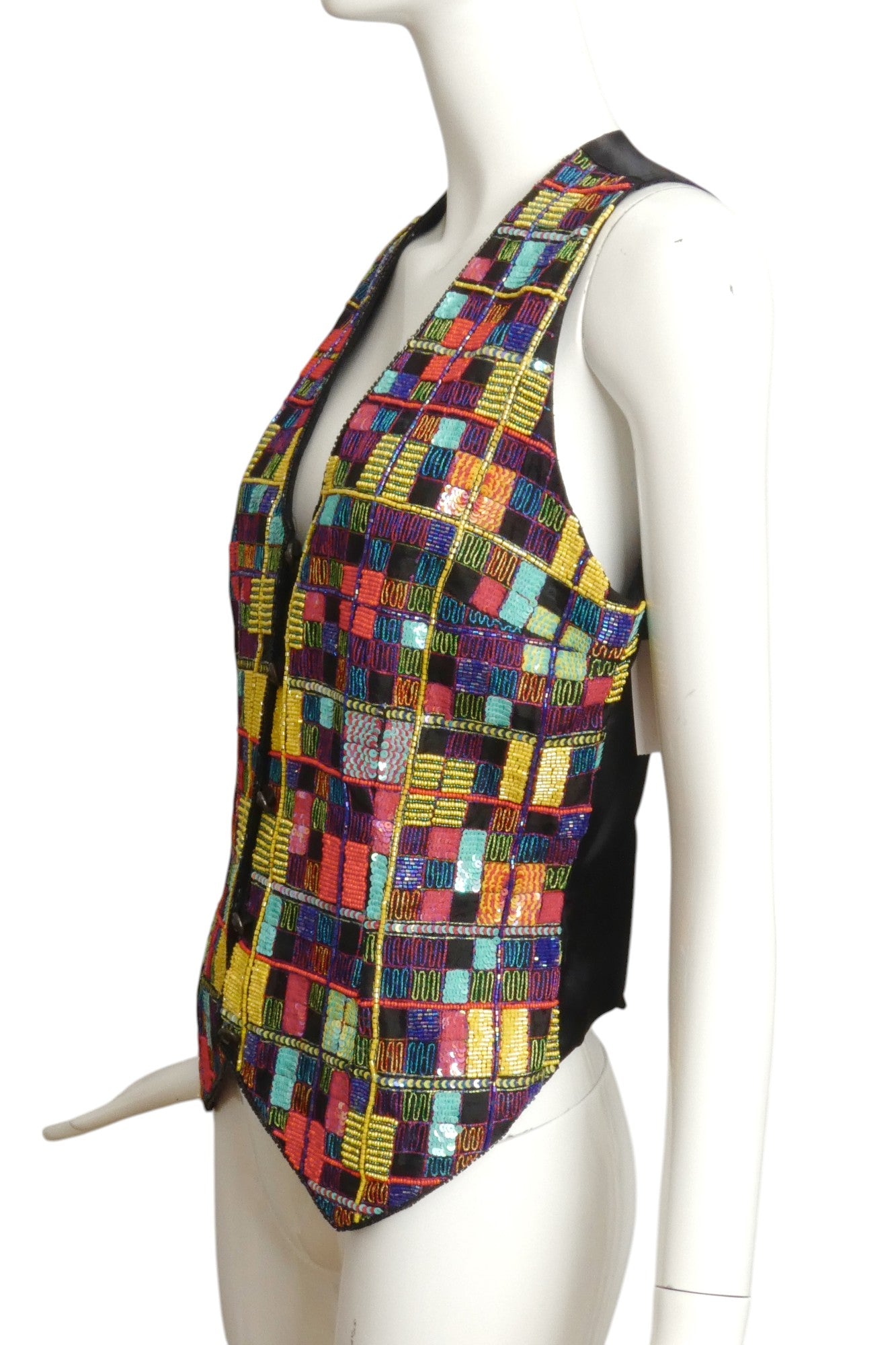 TODD OLDHAM- 1990s Sequin & Beaded Vest, Size 6