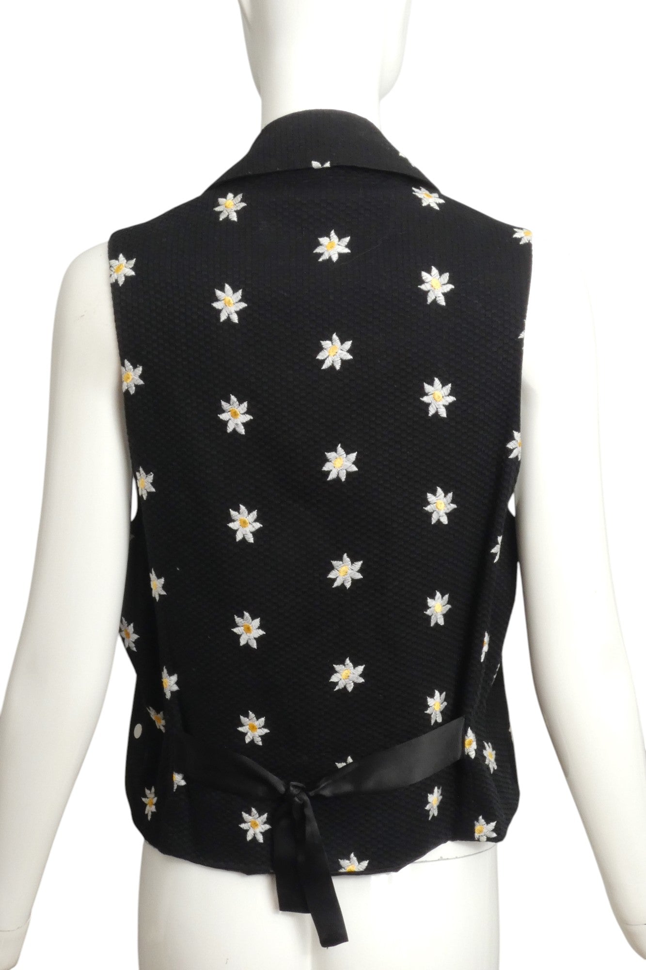 TODD OLDHAM- 1990s Embroidered Floral Cotton Vest, Size 8
