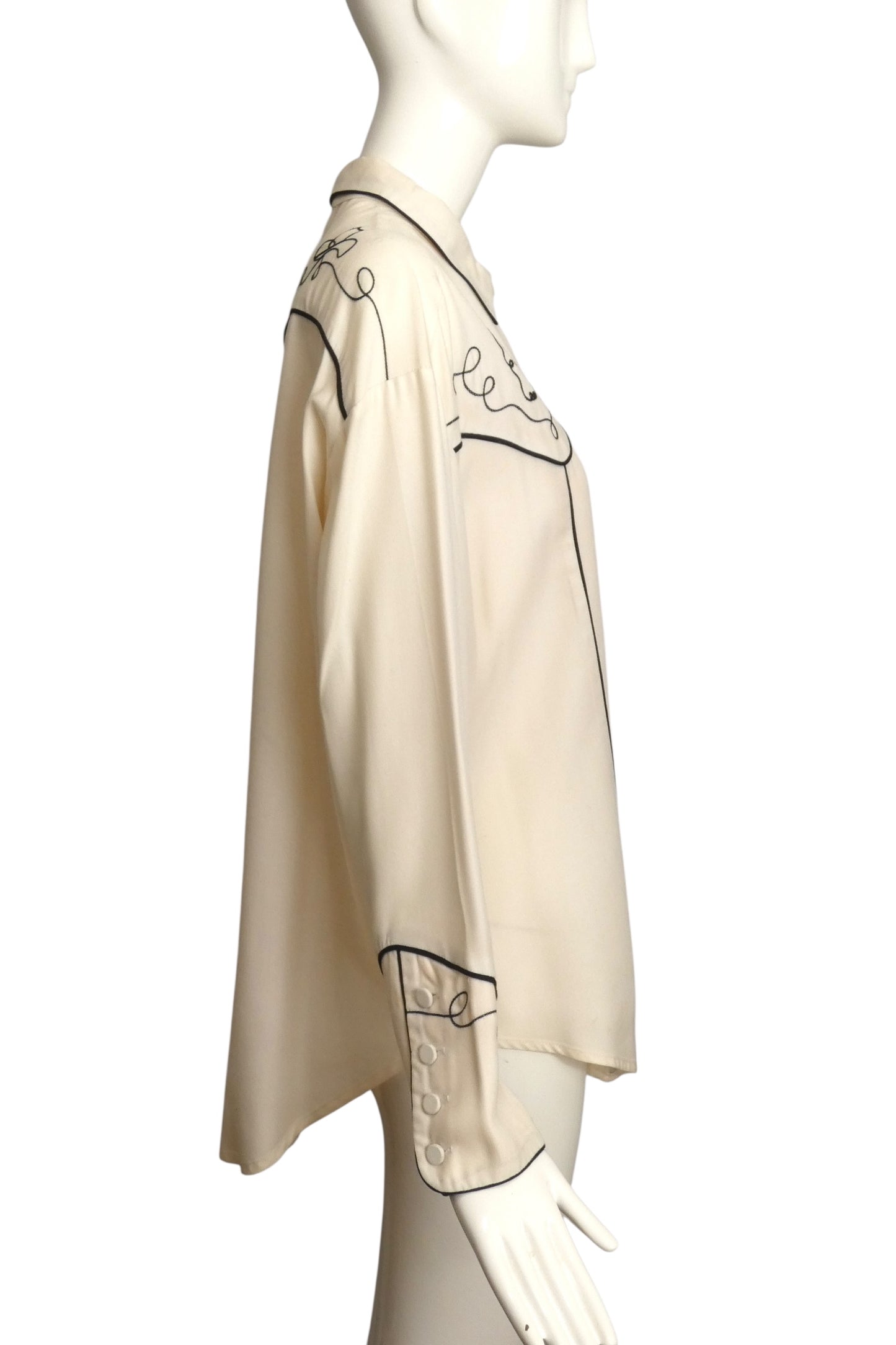 TODD OLDHAM- 1990s White Cotton Western Shirt, Size Medium
