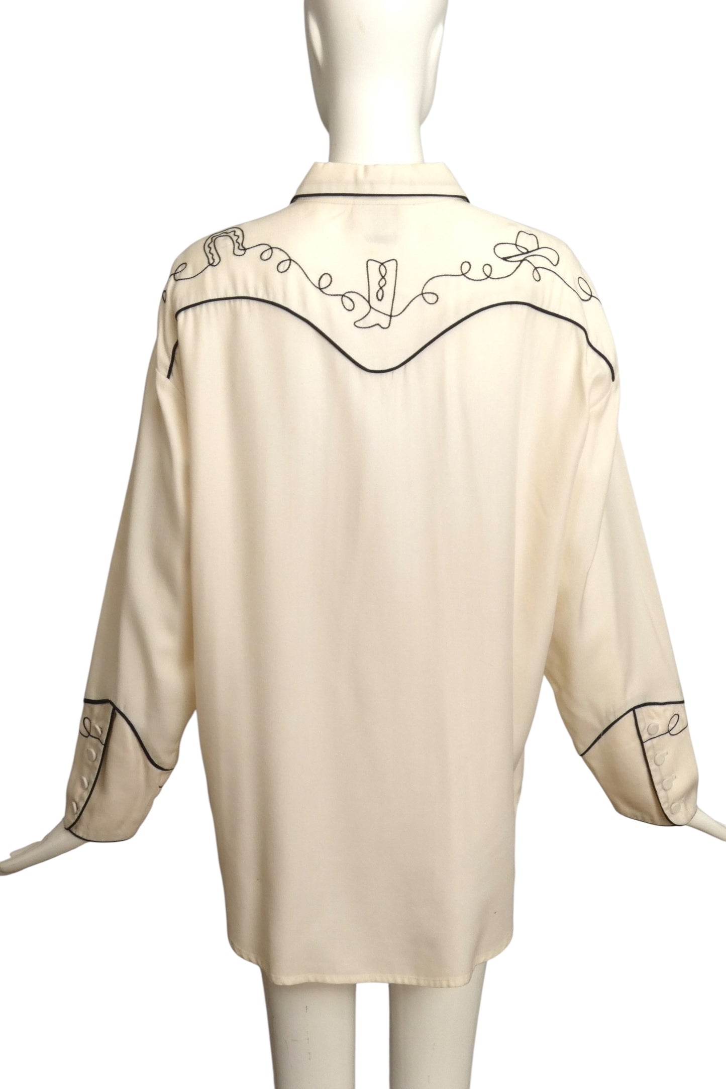 TODD OLDHAM- 1990s White Cotton Western Shirt, Size Medium