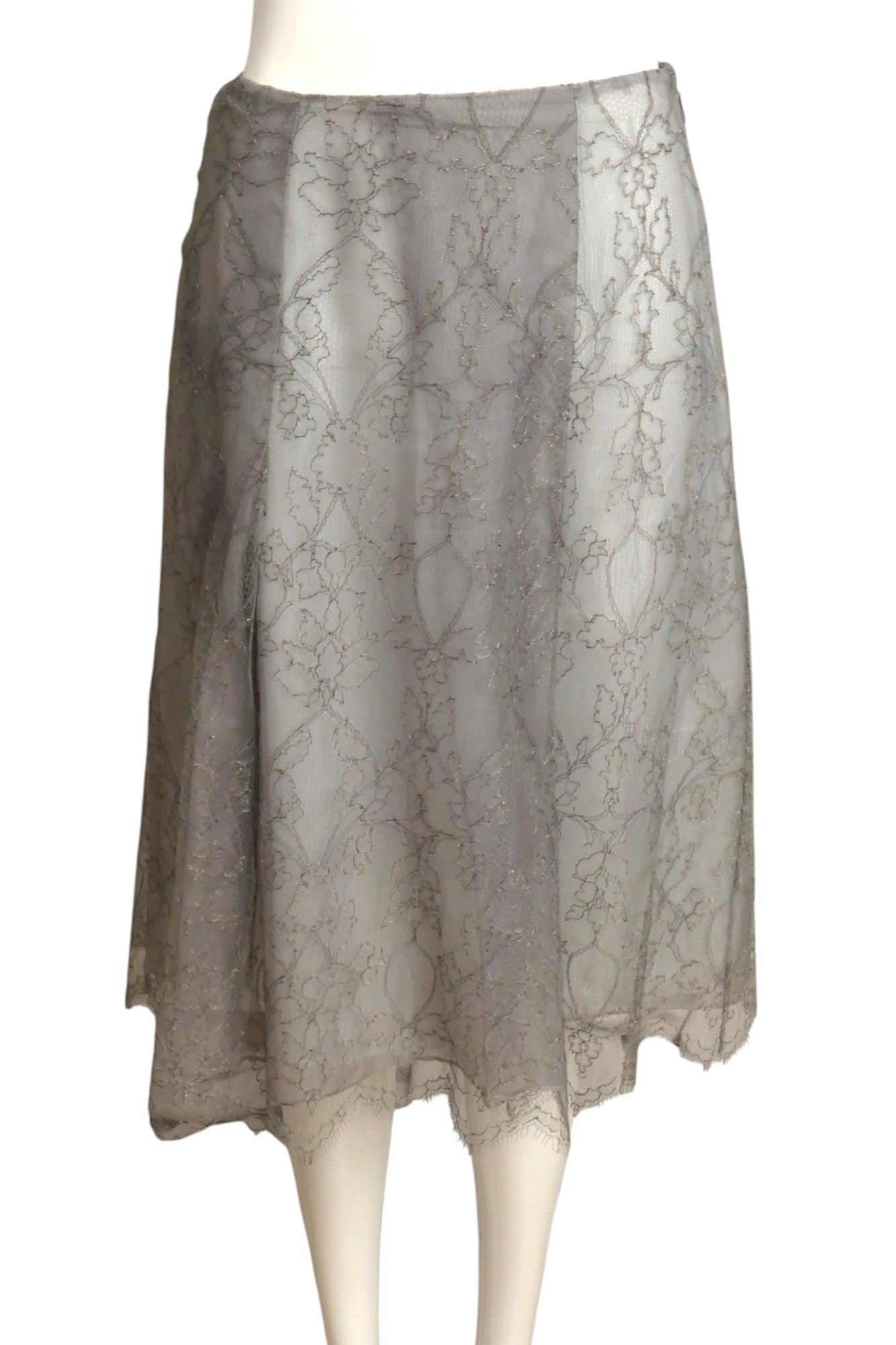 CHRISTIAN LACROIX- 1999 Grey Lace Skirt, Size 4