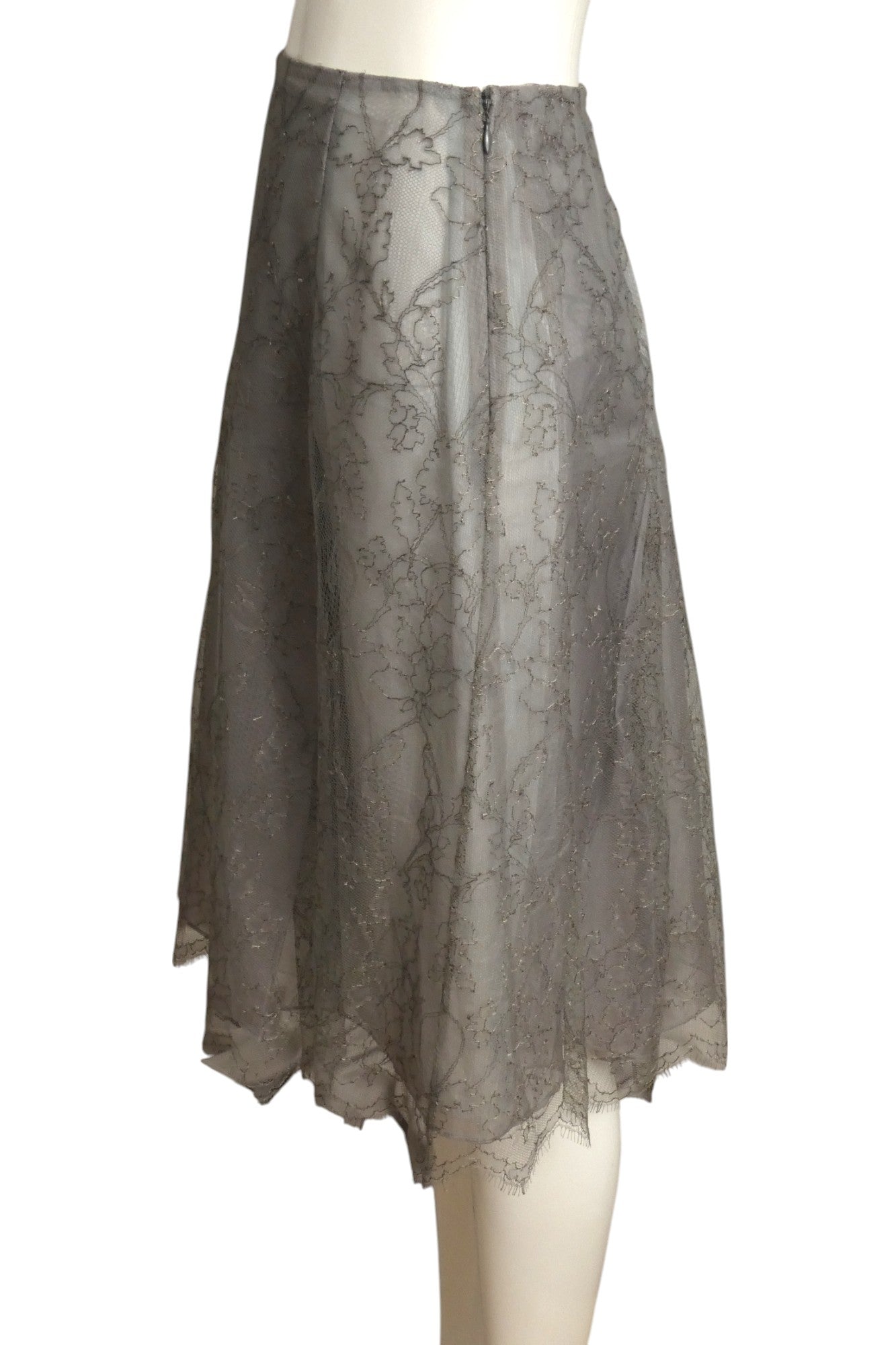 CHRISTIAN LACROIX- 1999 Grey Lace Skirt, Size 4
