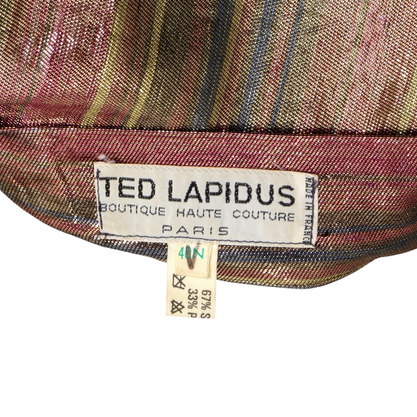 TED LAPIDUS- 1970s Silk Blend Lame Blouse, Size 10