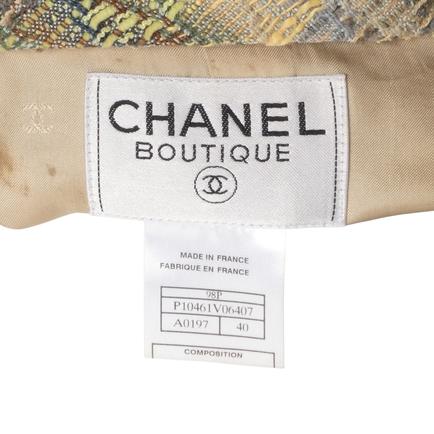 CHANEL- 1998 Striped Tweed Suit, Size 8