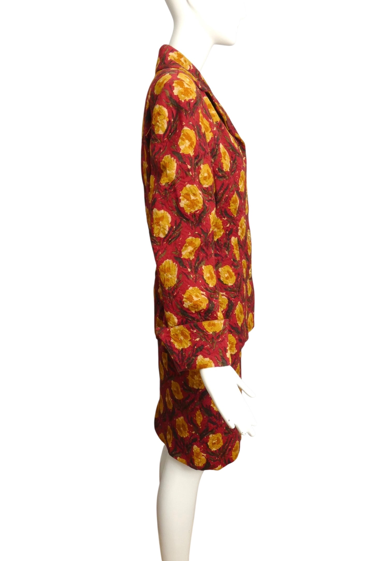 CHRISTIAN LACROIX- 1990s Floral Cotton Brocade Skirt Suit, Size 8