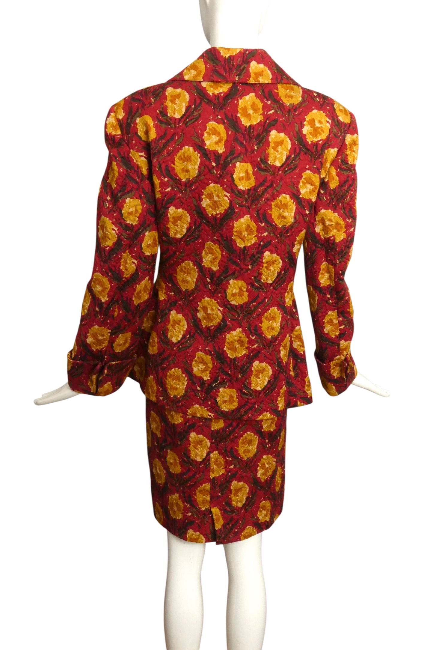 CHRISTIAN LACROIX- 1990s Floral Cotton Brocade Skirt Suit, Size 8