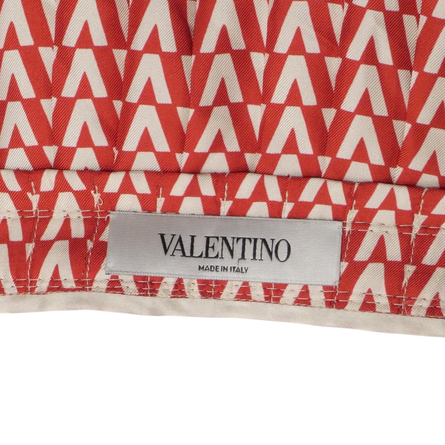 VALENTINO- 2019 Red & White Print Silk Pleat Skirt, Size 6