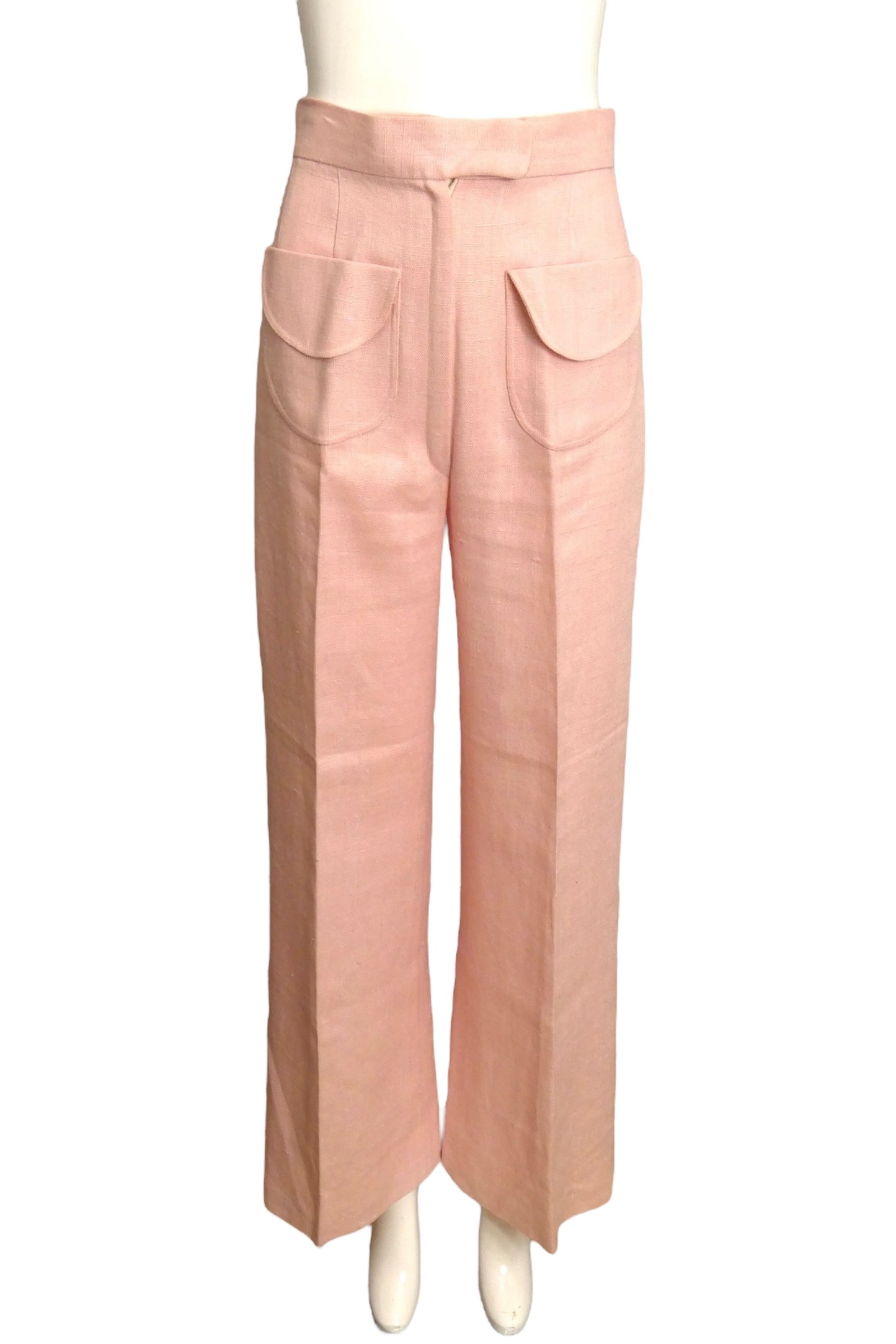 FERNANDO PENA-1970s Pink Linen Pant Suit, Size 2