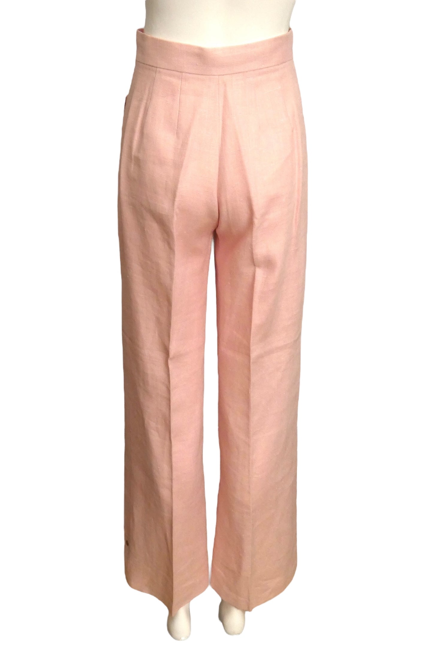 FERNANDO PENA-1970s Pink Linen Pant Suit, Size 2