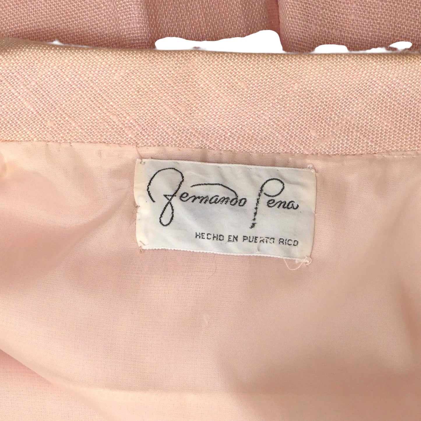 FERNANDO PENA-1970s Pink Linen Pant Suit, Size 2