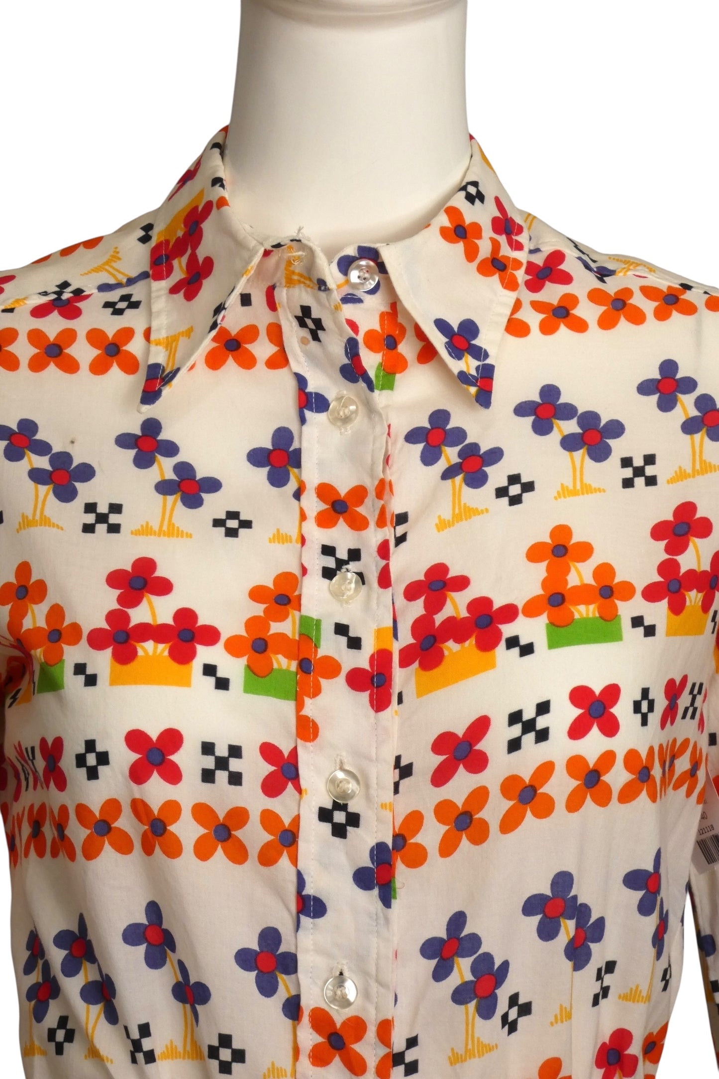 BEENE BAZAAR- 1970s Floral Cotton Maxi Dress, Size 6