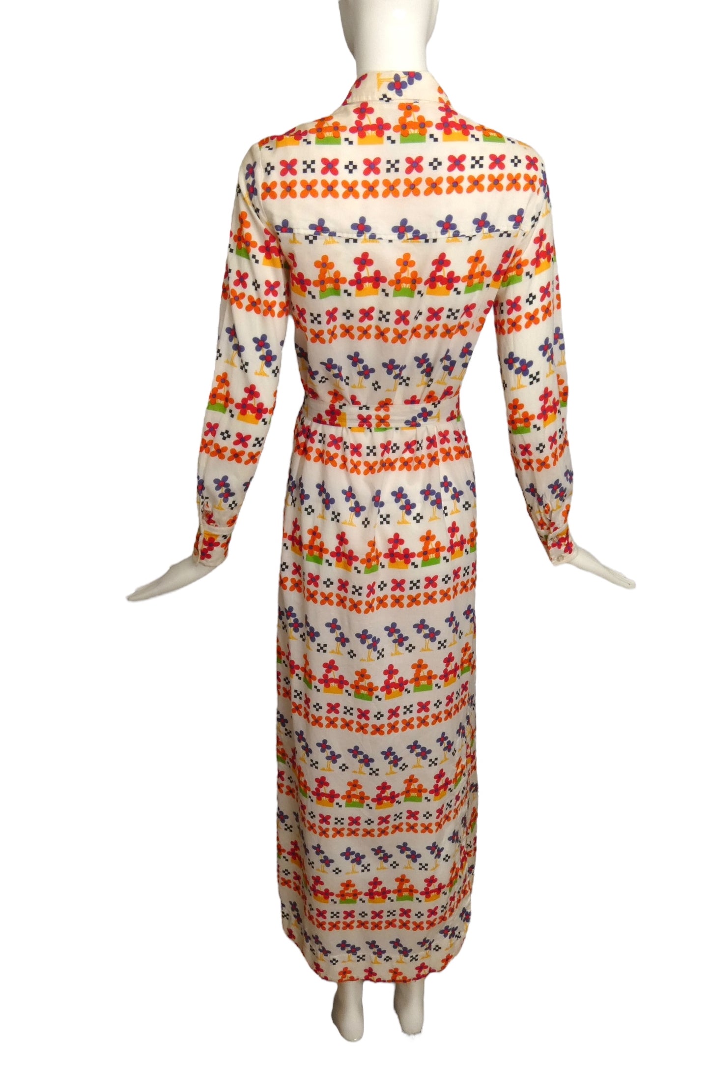 BEENE BAZAAR- 1970s Floral Cotton Maxi Dress, Size 6