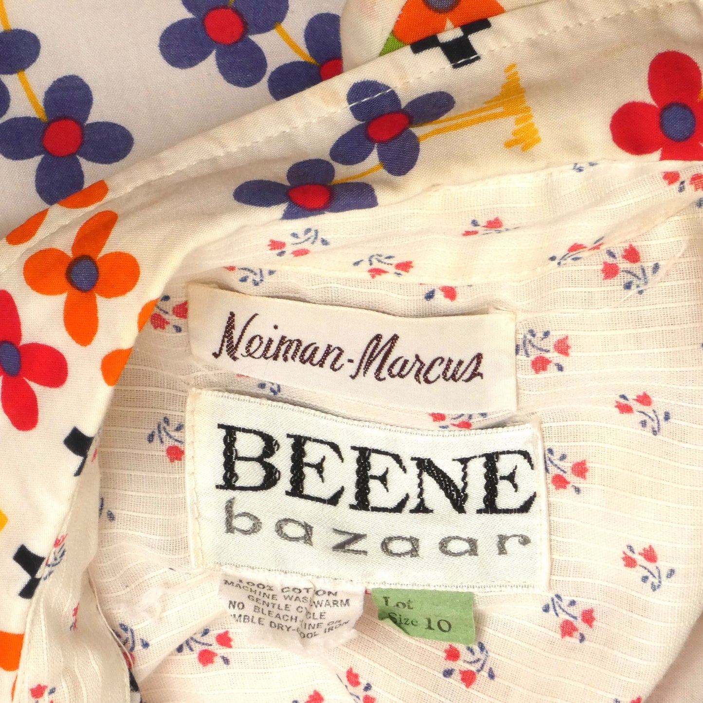 BEENE BAZAAR- 1970s Floral Cotton Maxi Dress, Size 6