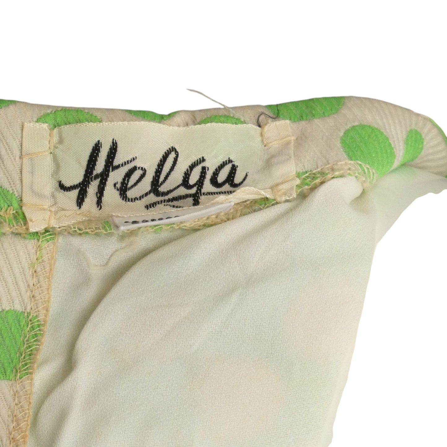 1960s Green & White Polka Dot Brocade Dress, Size 4