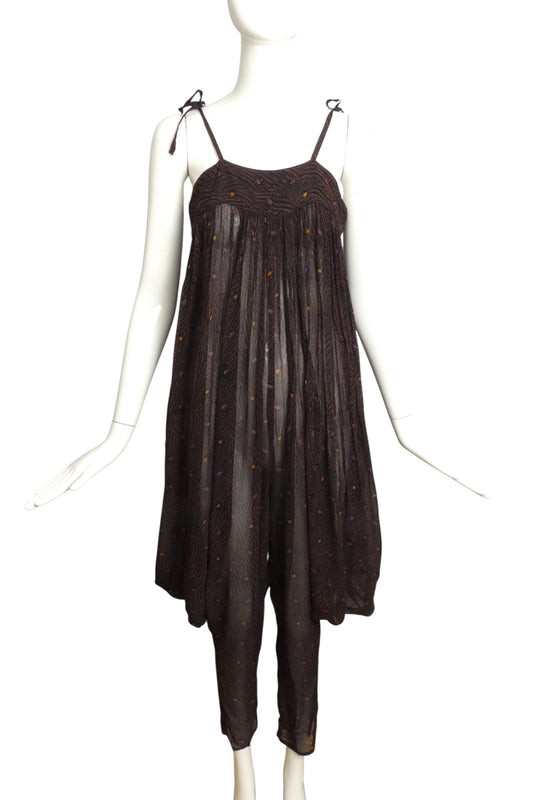 ADINI-1970s Printed Rayon Harem Jumpsuit, Size 8