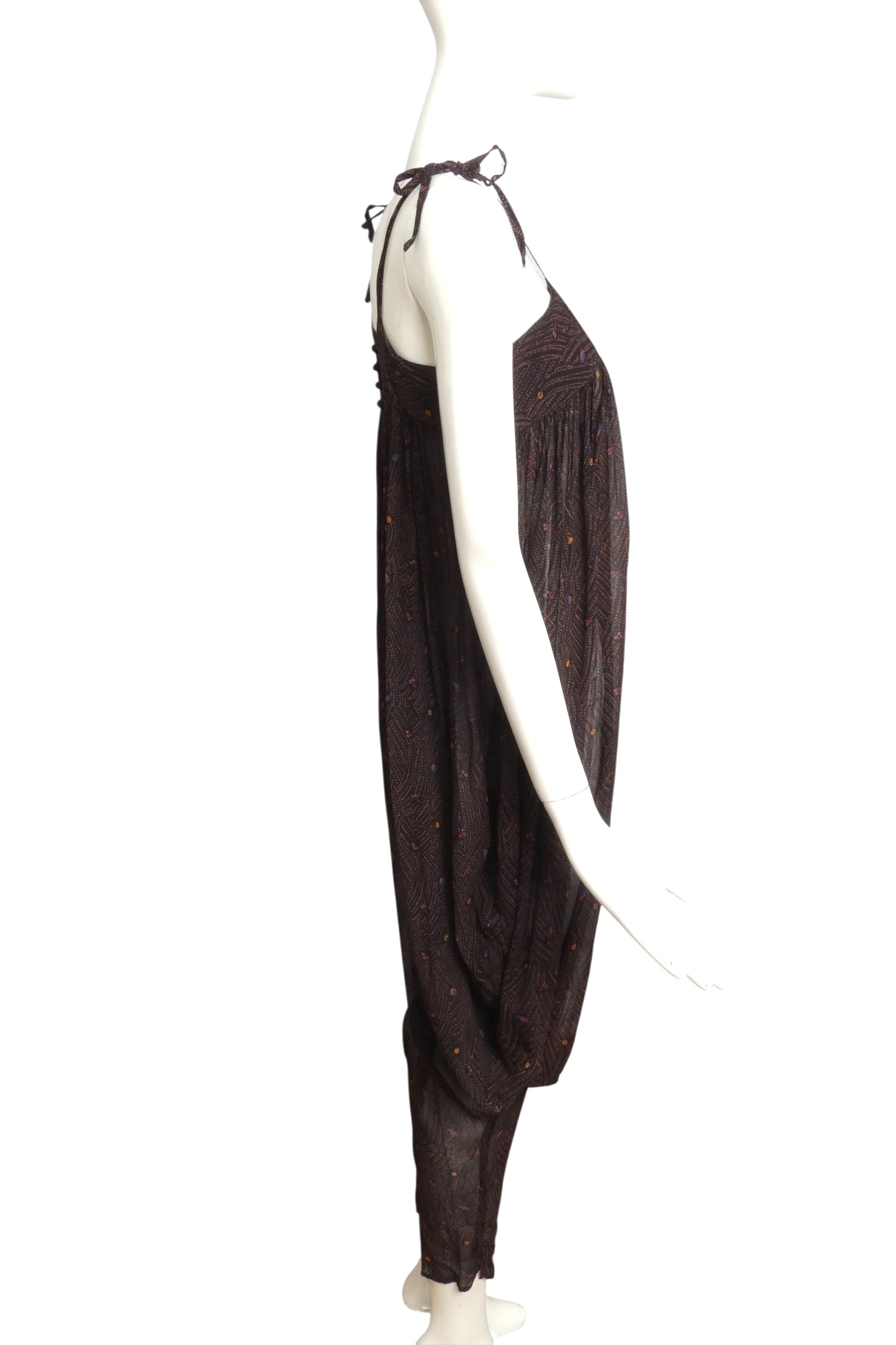 ADINI-1970s Printed Rayon Harem Jumpsuit, Size 8
