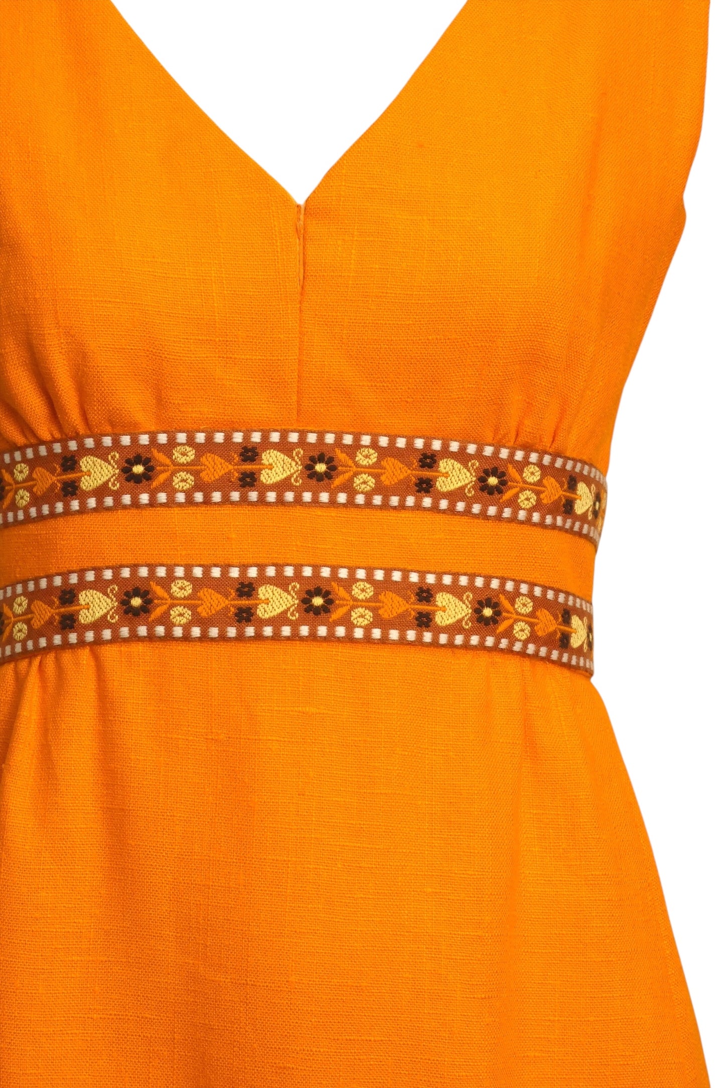 TEAL TRAINA- 1960s Orange Linen Dress, Size 6