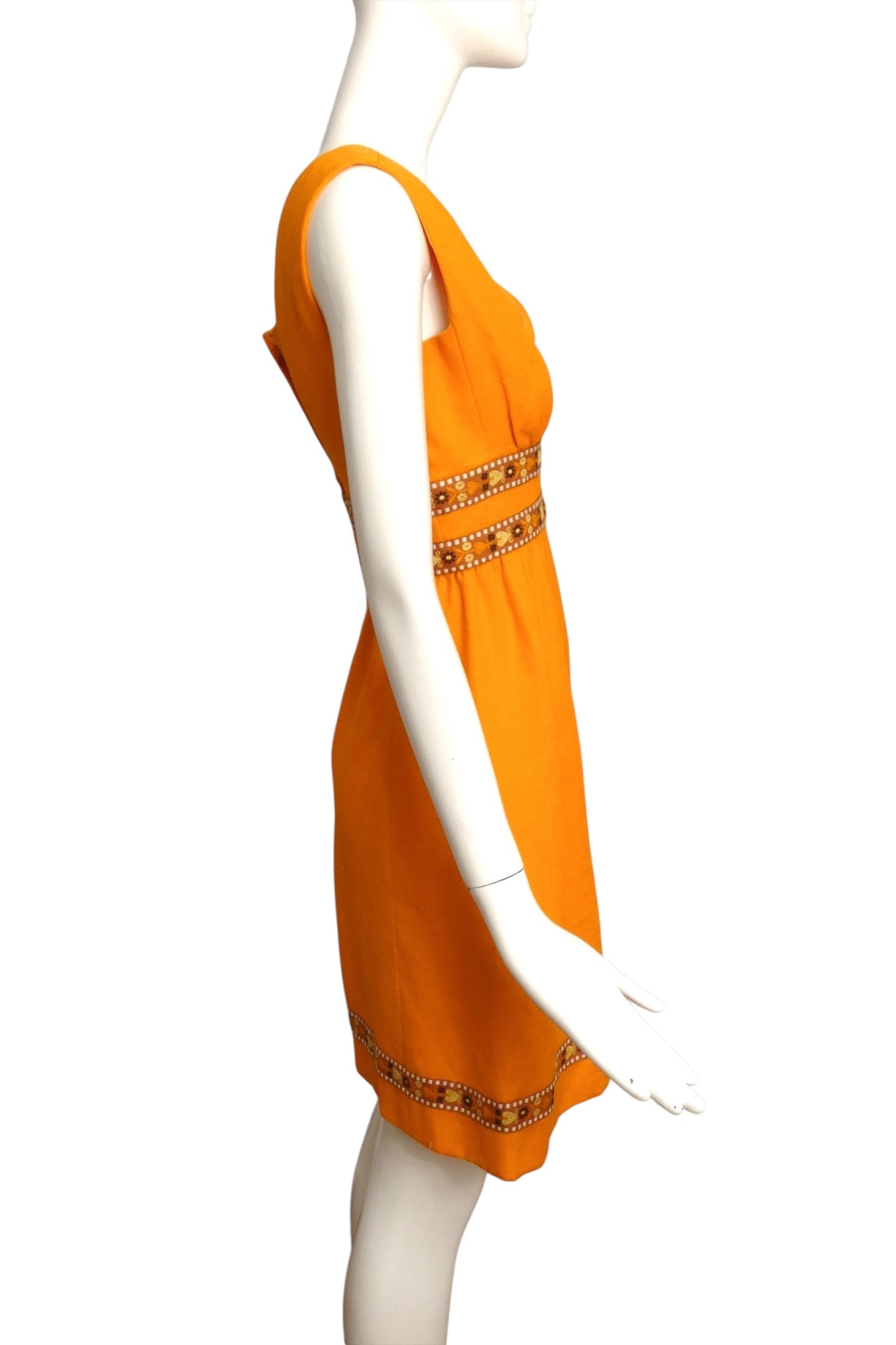 TEAL TRAINA- 1960s Orange Linen Dress, Size 6