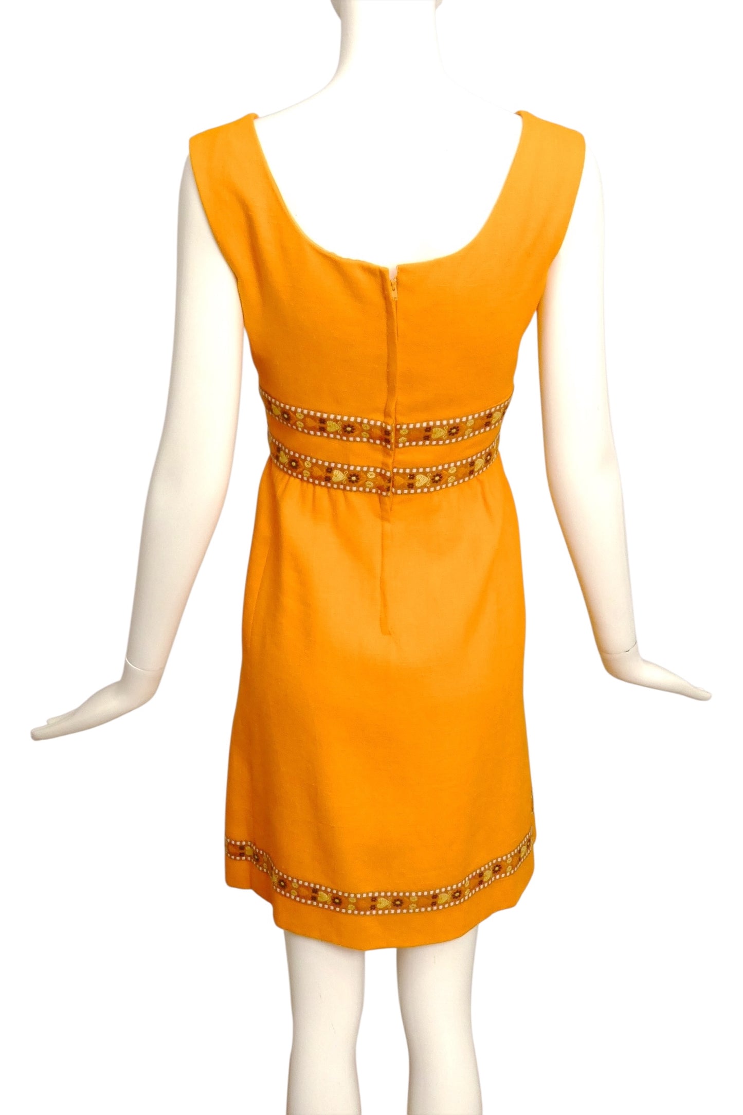 TEAL TRAINA- 1960s Orange Linen Dress, Size 6