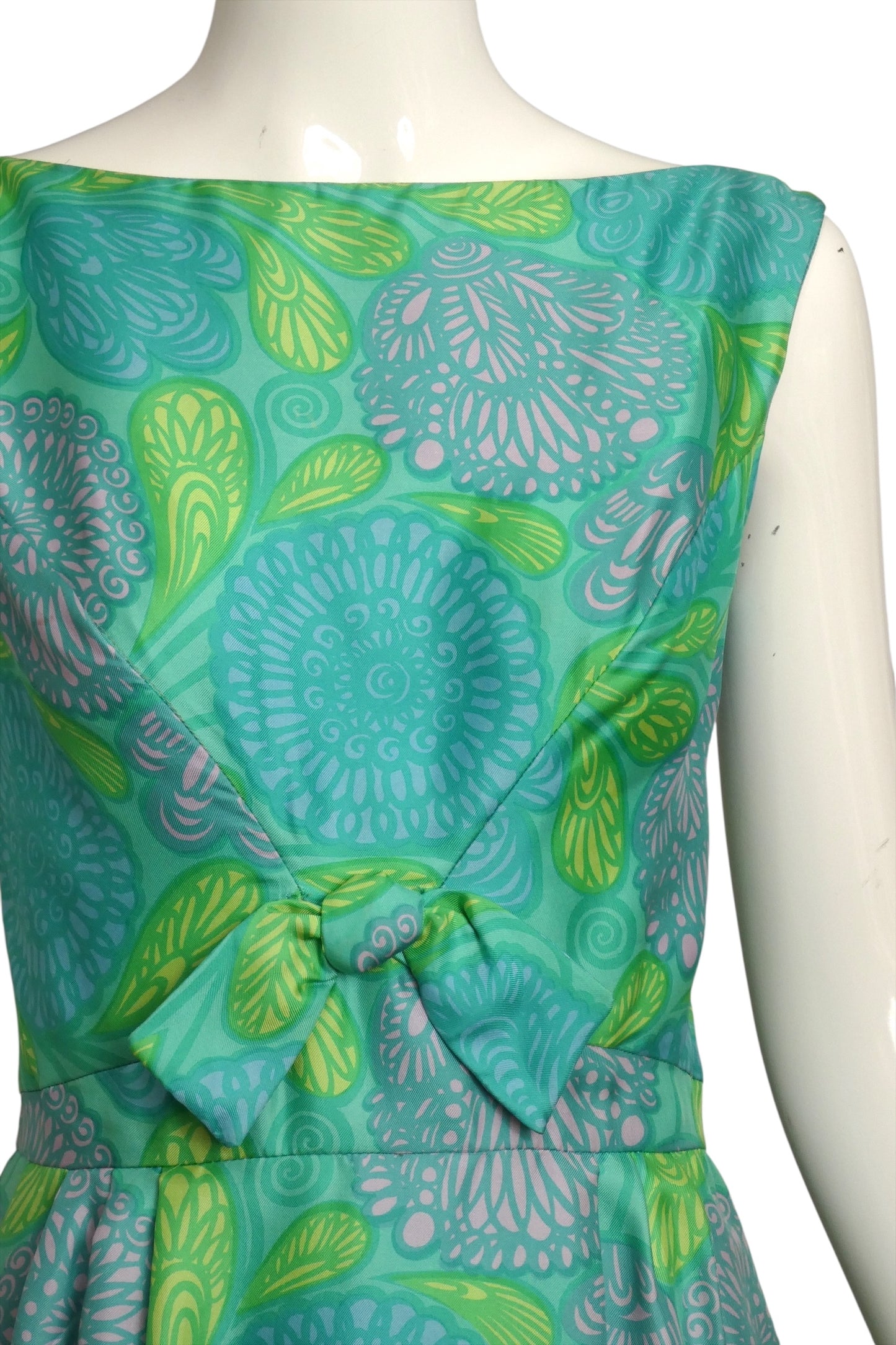 1950s Floral Print Silk Dress, Size 4