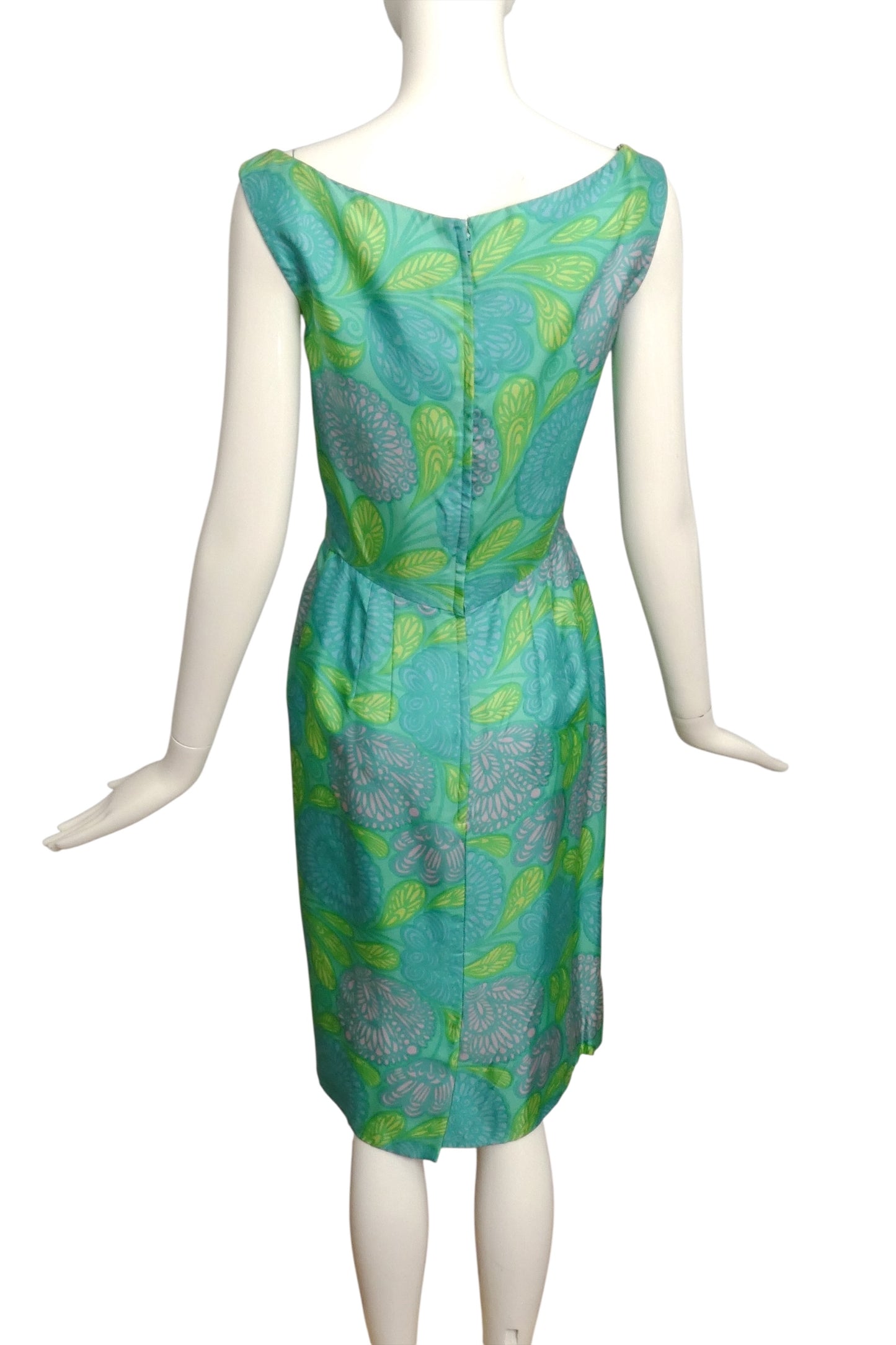 1950s Floral Print Silk Dress, Size 4