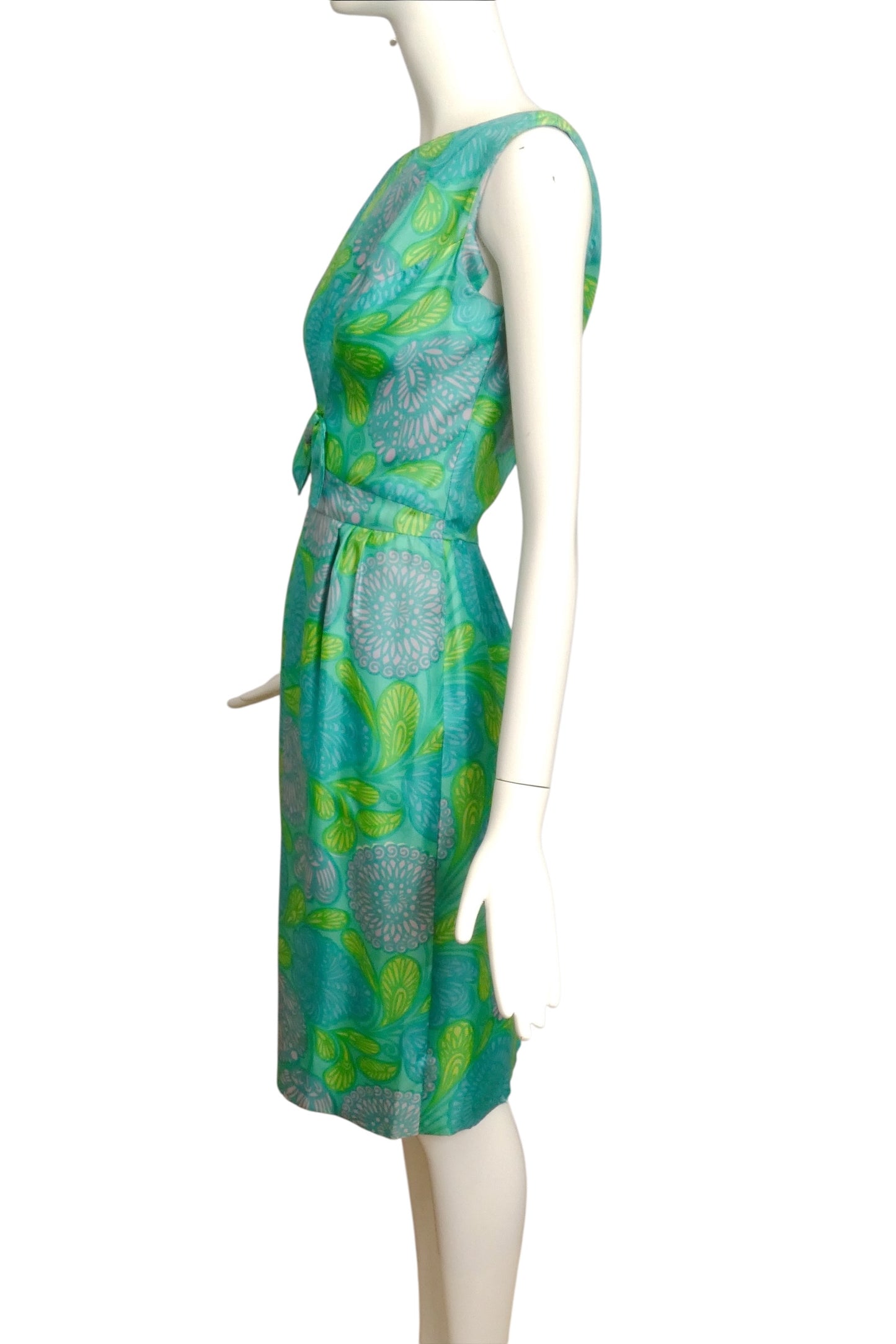1950s Floral Print Silk Dress, Size 4