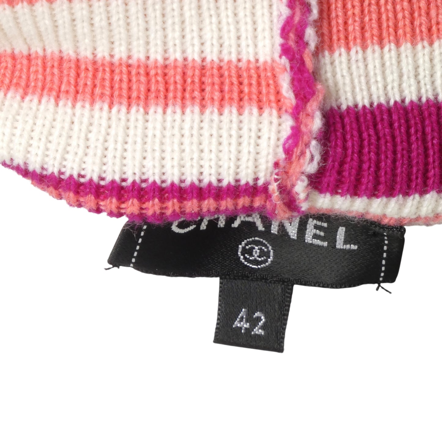 CHANEL- 2019 Multi Color Striped Turtle Neck Sweater, Size 6