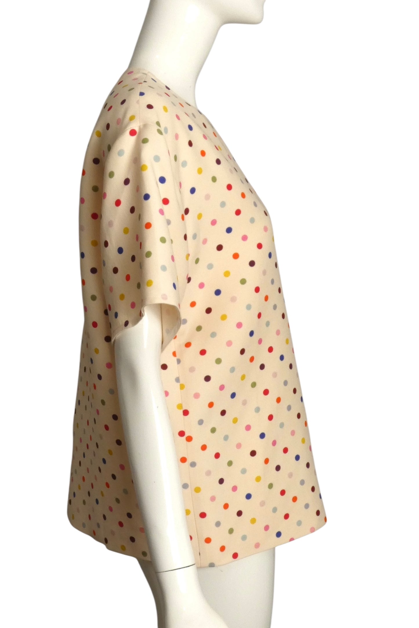 VALENTINO- Wool Crepe Polka Dot Blouse, Size 8