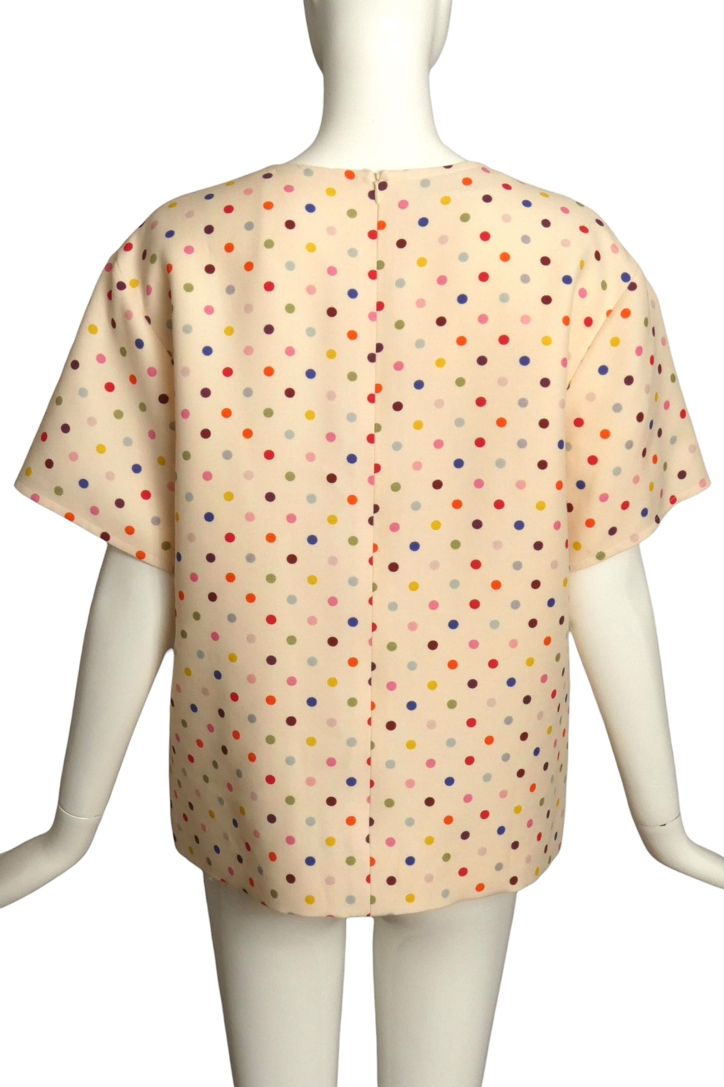 VALENTINO- Wool Crepe Polka Dot Blouse, Size 8