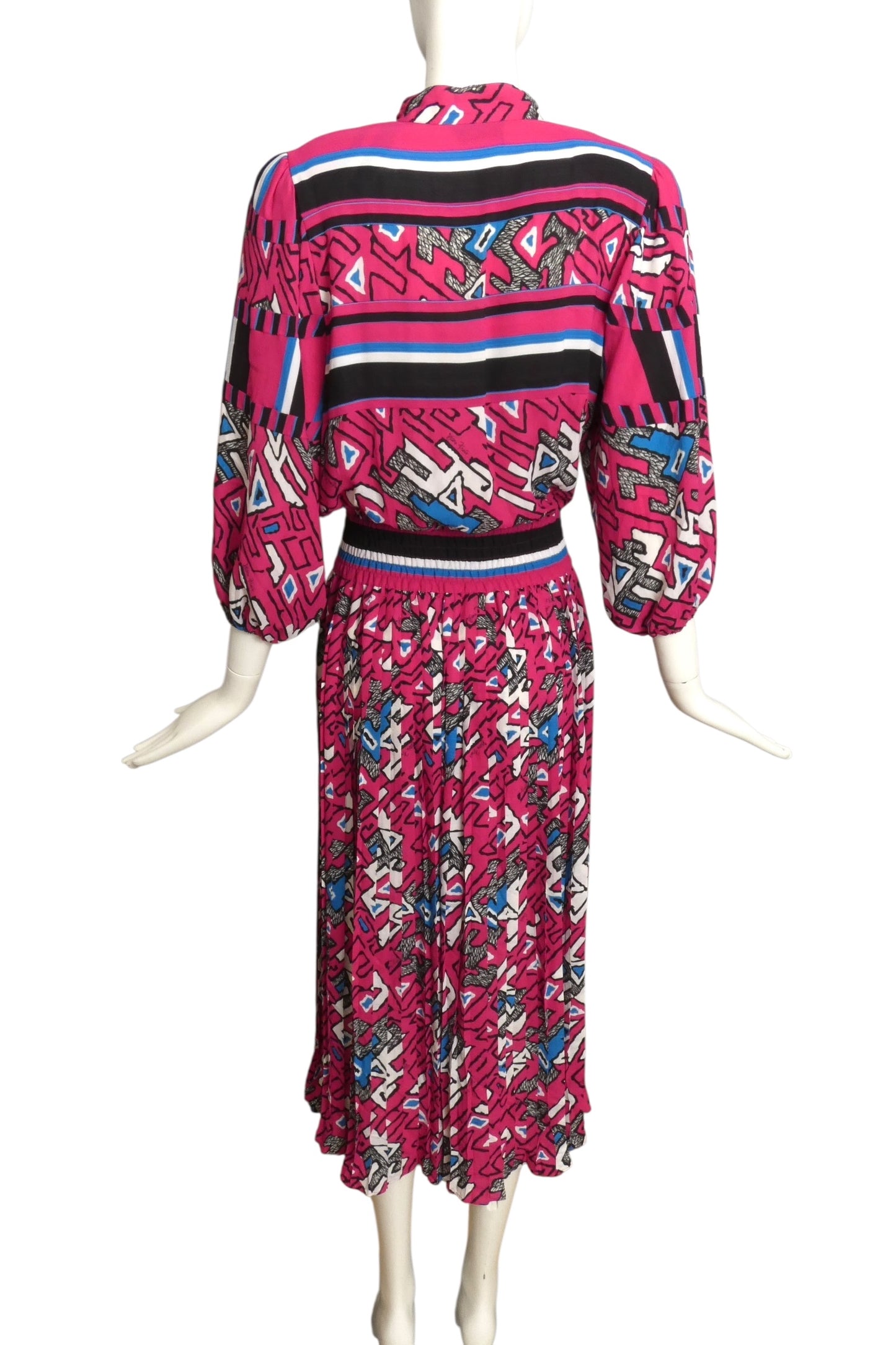 DIANE FRES- 1980s Multi Color Print Dress, Size 10