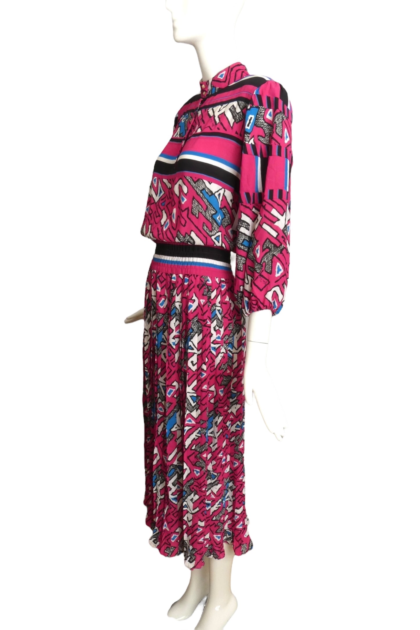 DIANE FRES- 1980s Multi Color Print Dress, Size 10