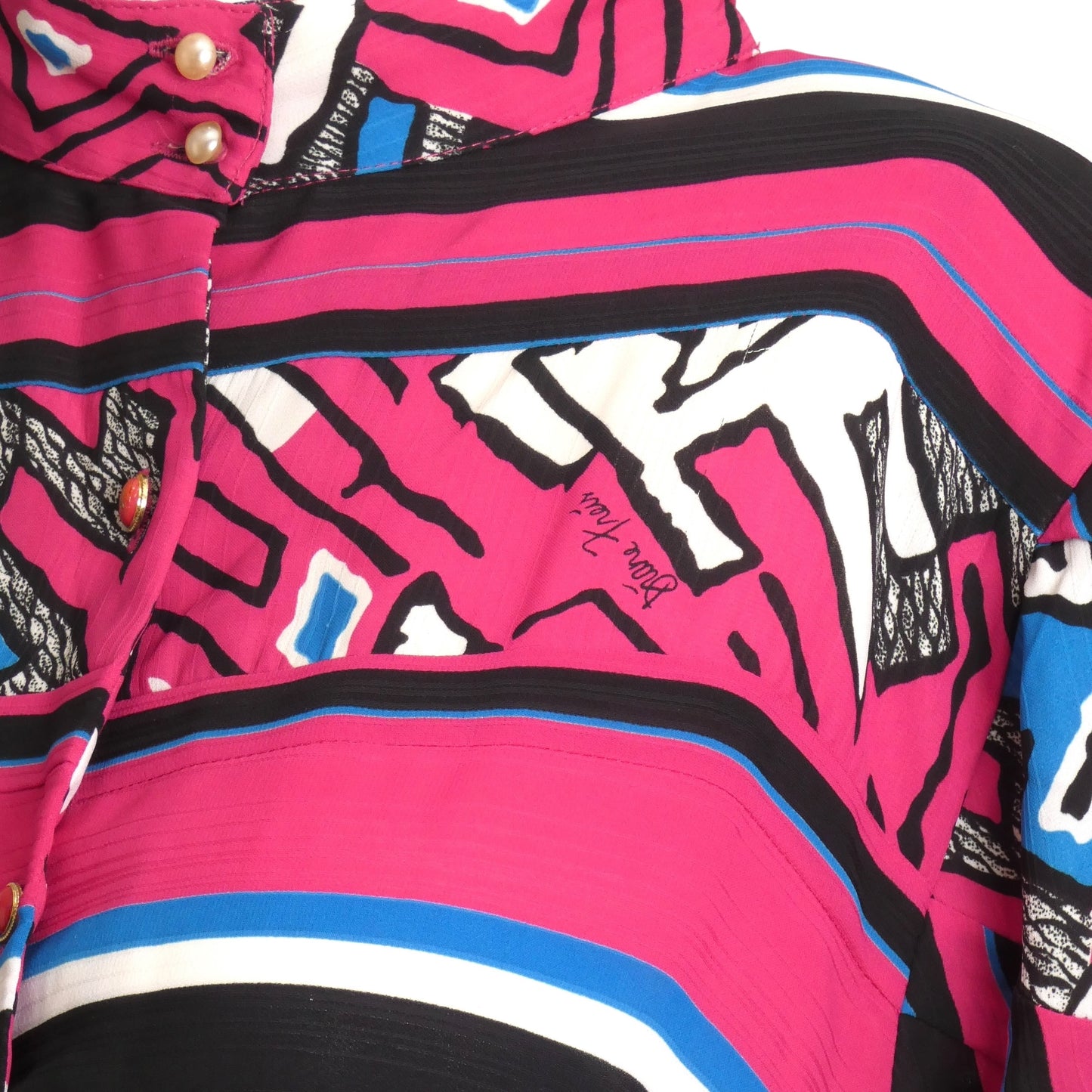 DIANE FRES- 1980s Multi Color Print Dress, Size 10