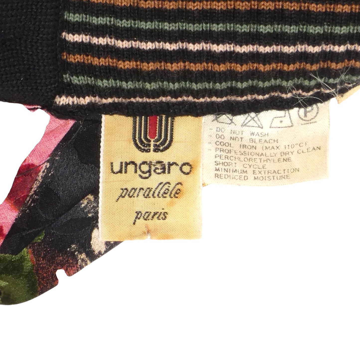 UNGARO- 1980s Floral Print Silk & Knit Blouse, Size 8