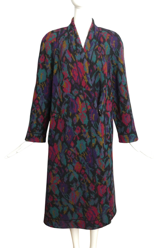 MISSONI- 1980s Multi Color Wool Knit Coat, Size 8