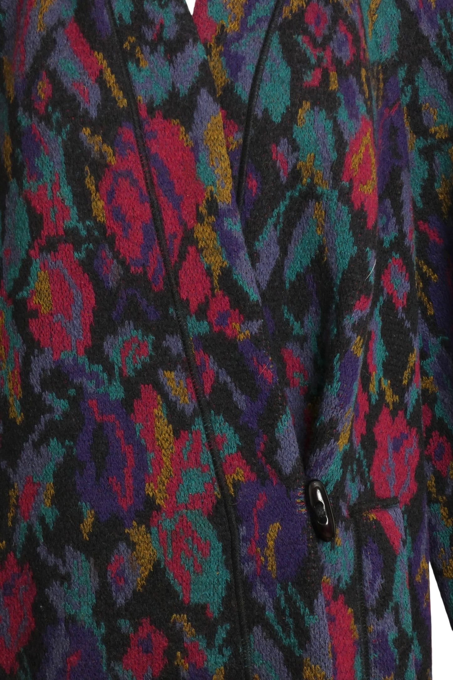 MISSONI- 1980s Multi Color Wool Knit Coat, Size 8