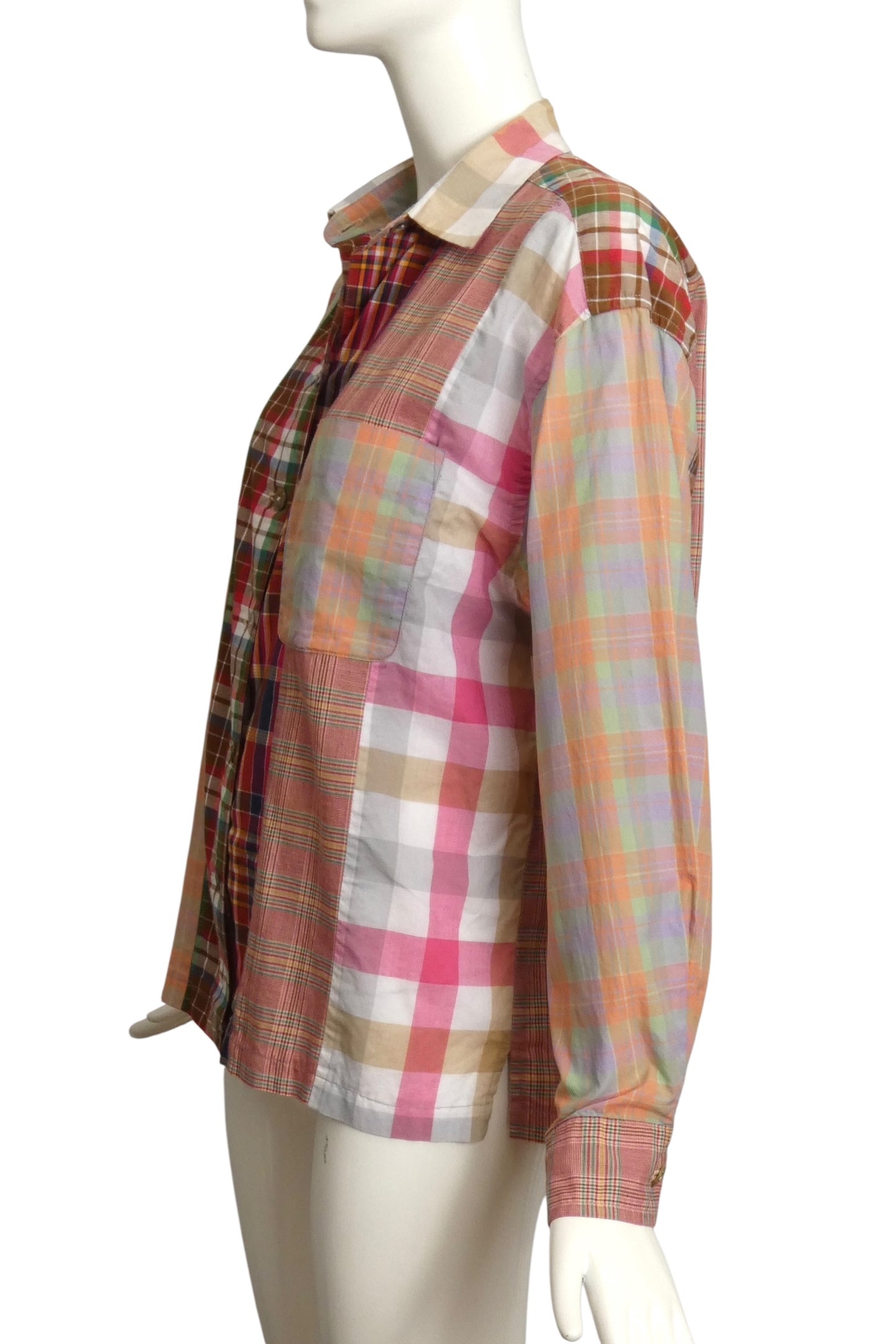 TODD OLDHAM- 1990s Cotton Plaid Blouse, Size 10P