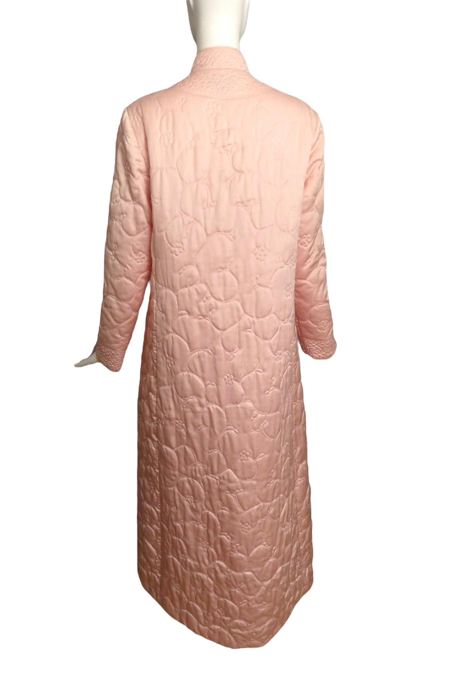 1980s Pink Quilted Satin Robe, Size 8