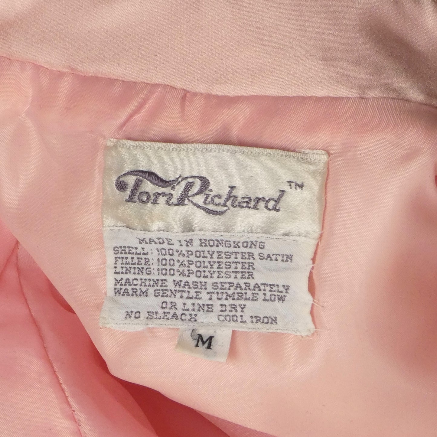 1980s Pink Quilted Satin Robe, Size 8